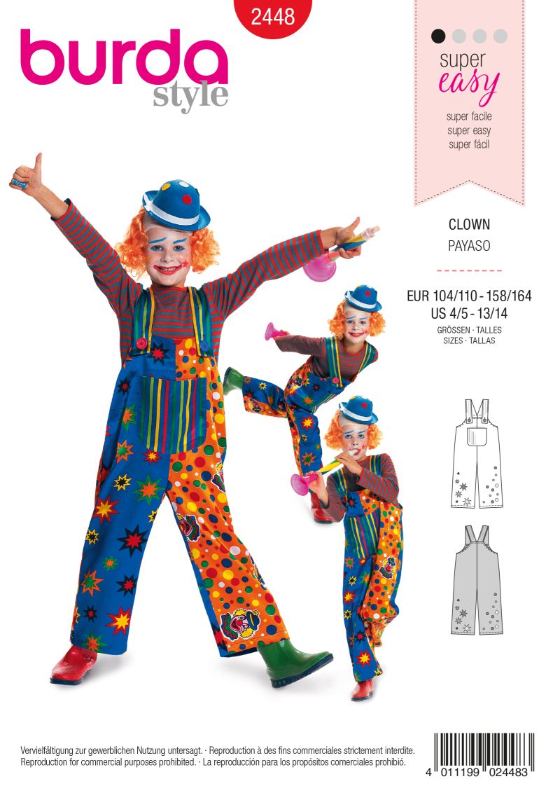 Symønster Burda 2448 - Kostyme - Jente Gutt - Karneval | Bilde 2
