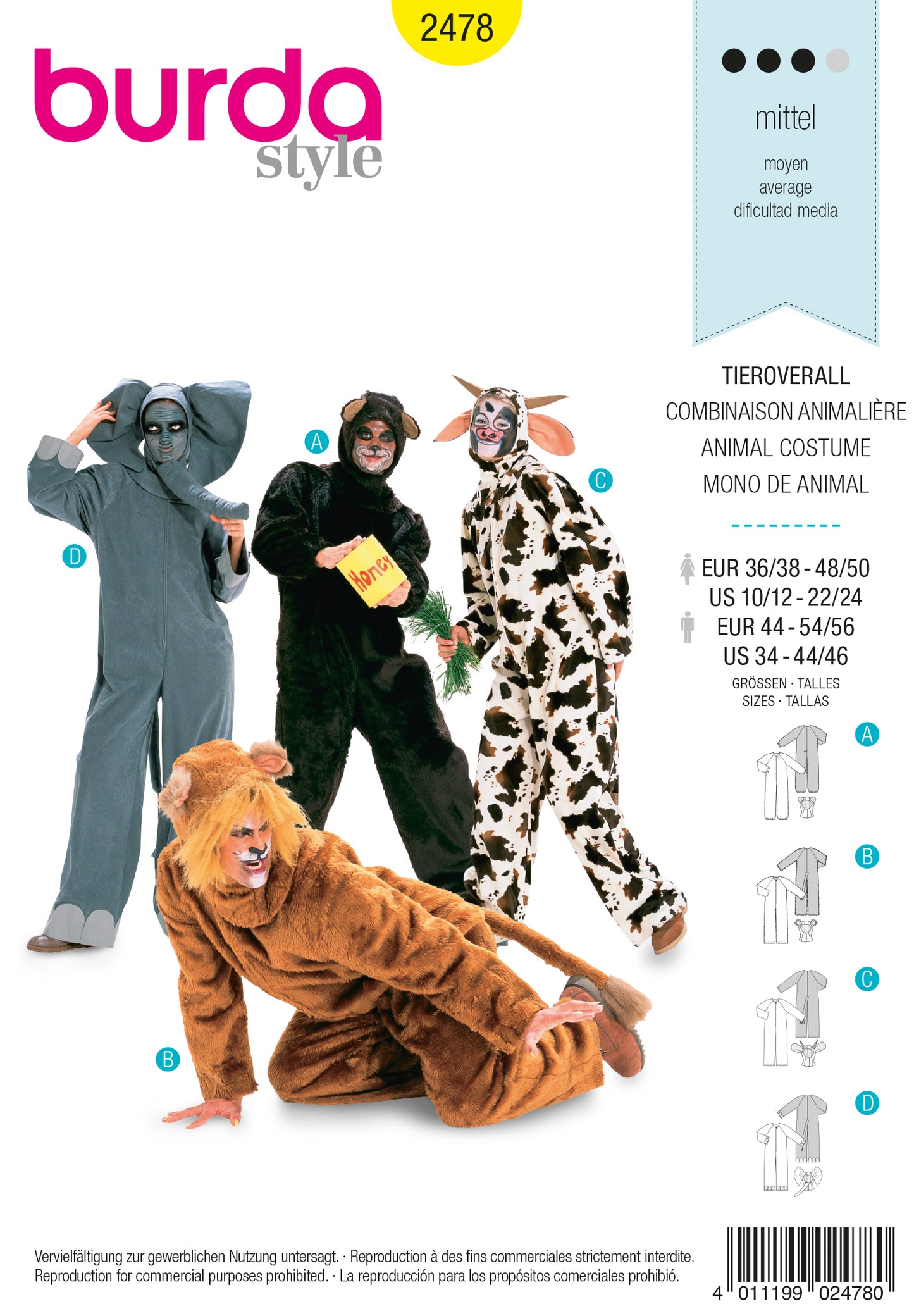 PDF-symønster - Burda 2478 - Kostyme - Dame Herre - Karneval | Bilde 3