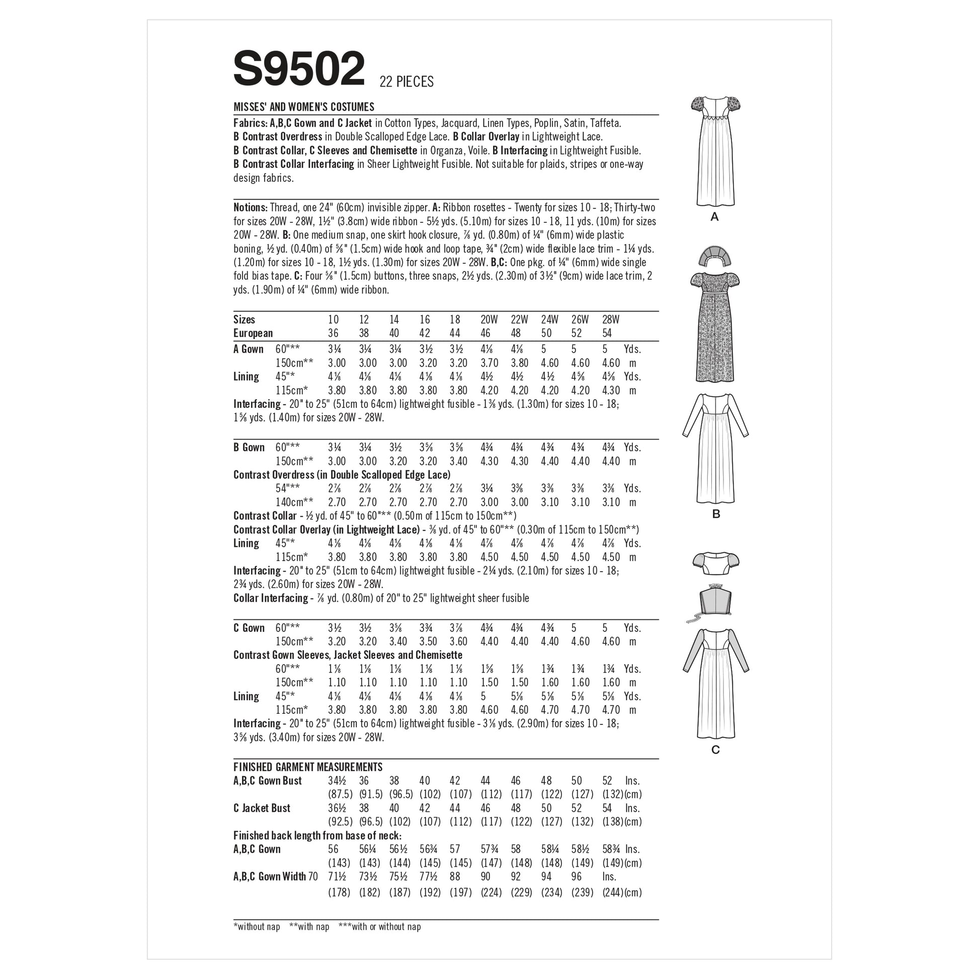 Symønster Simplicity 9502 - Kostyme Historisk kostyme - Dame - Karneval | Bilde 8