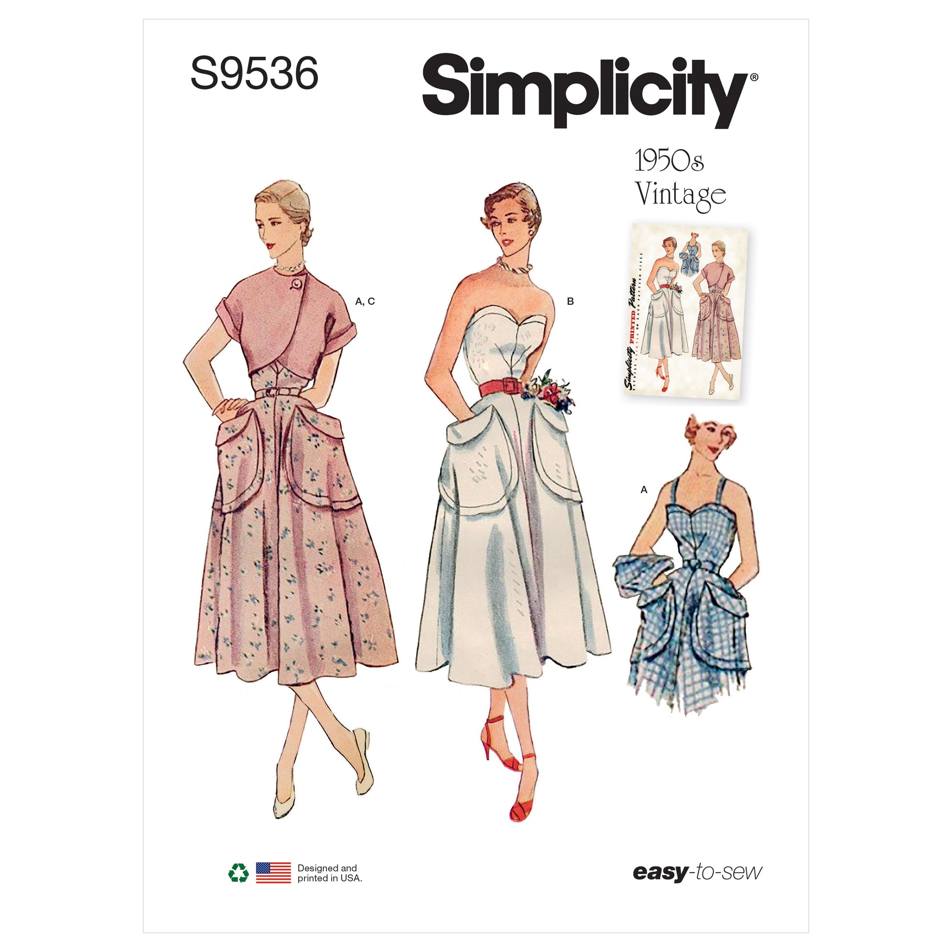 Symønster Simplicity 9536 - Kjole Vintage - Dame | Bilde 4