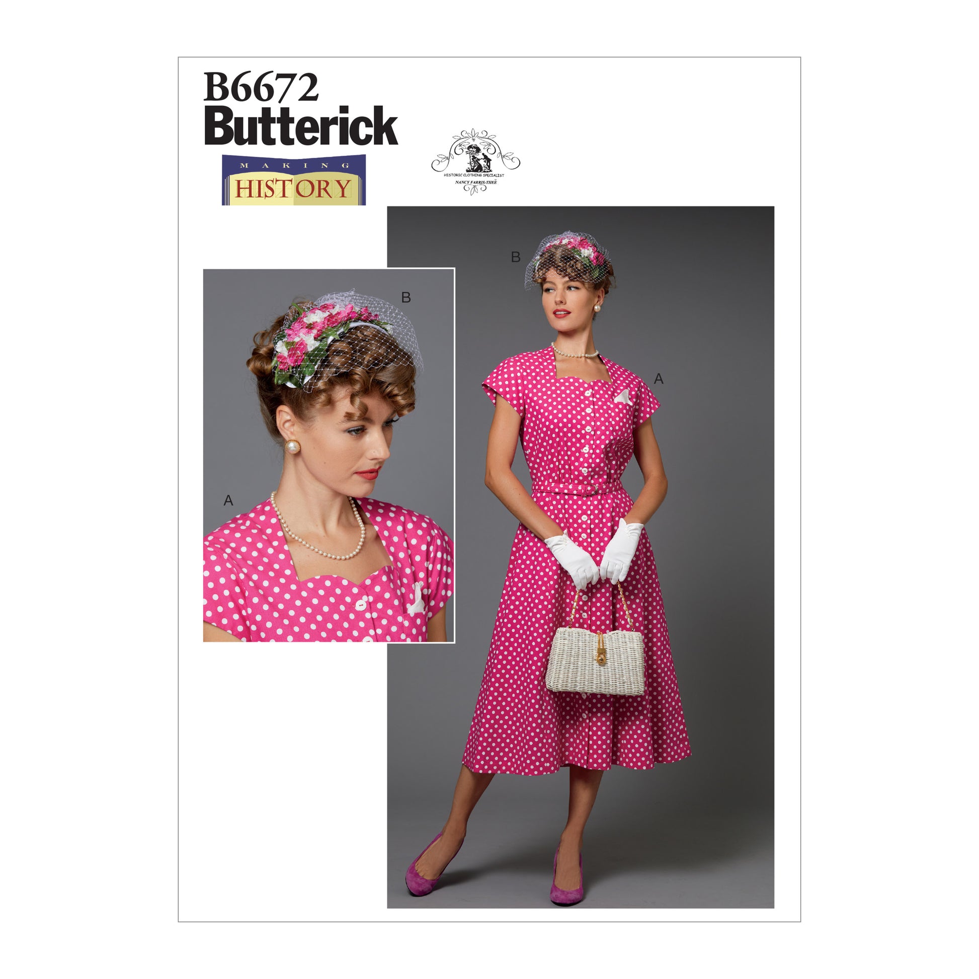Symønster Butterick 6672 - Kjole Kostyme - Dame - Hatt - Bryllup Karneval | Bilde 3