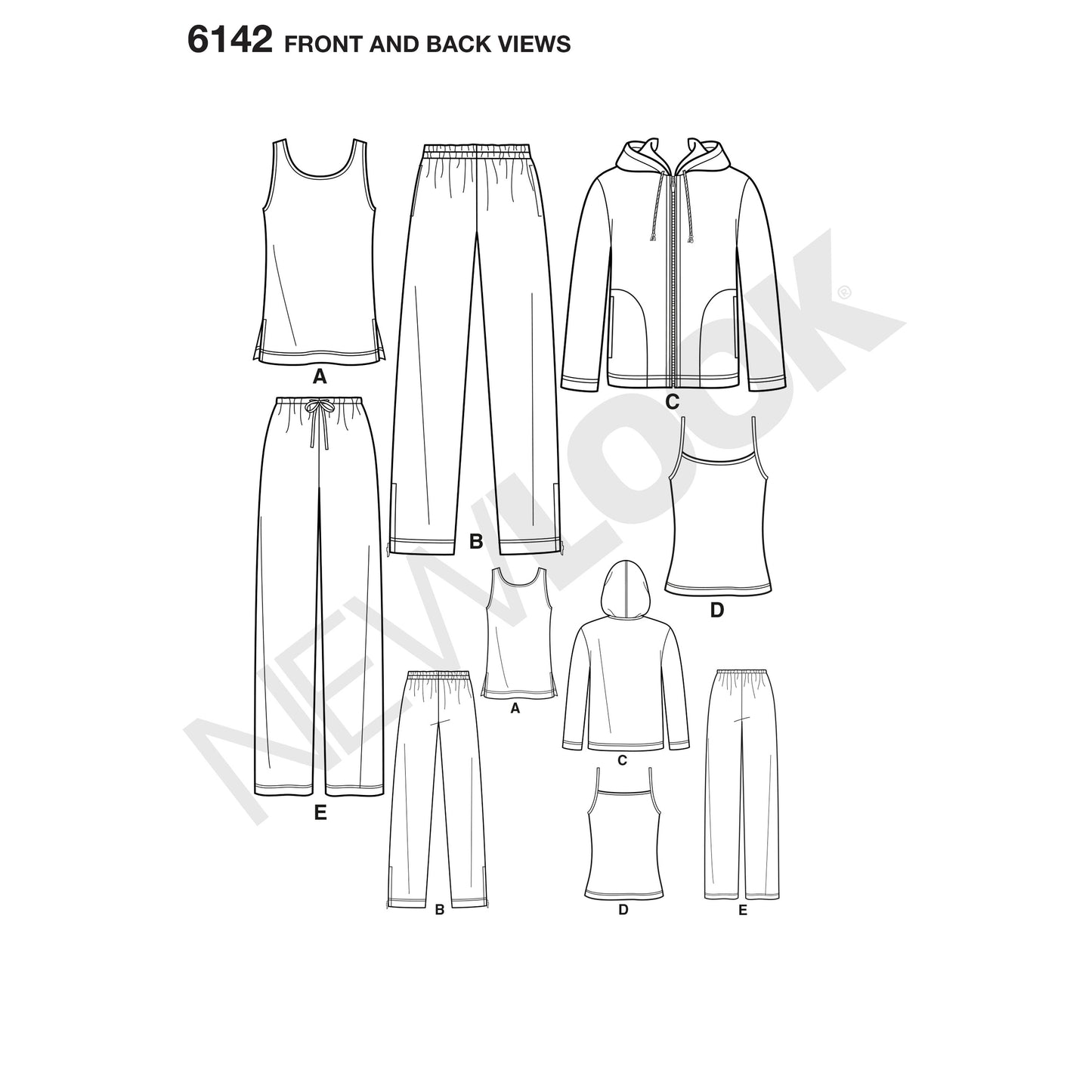 Symønster New Look 6142 - Bukse Topp - Dame Herre | Bilde 5
