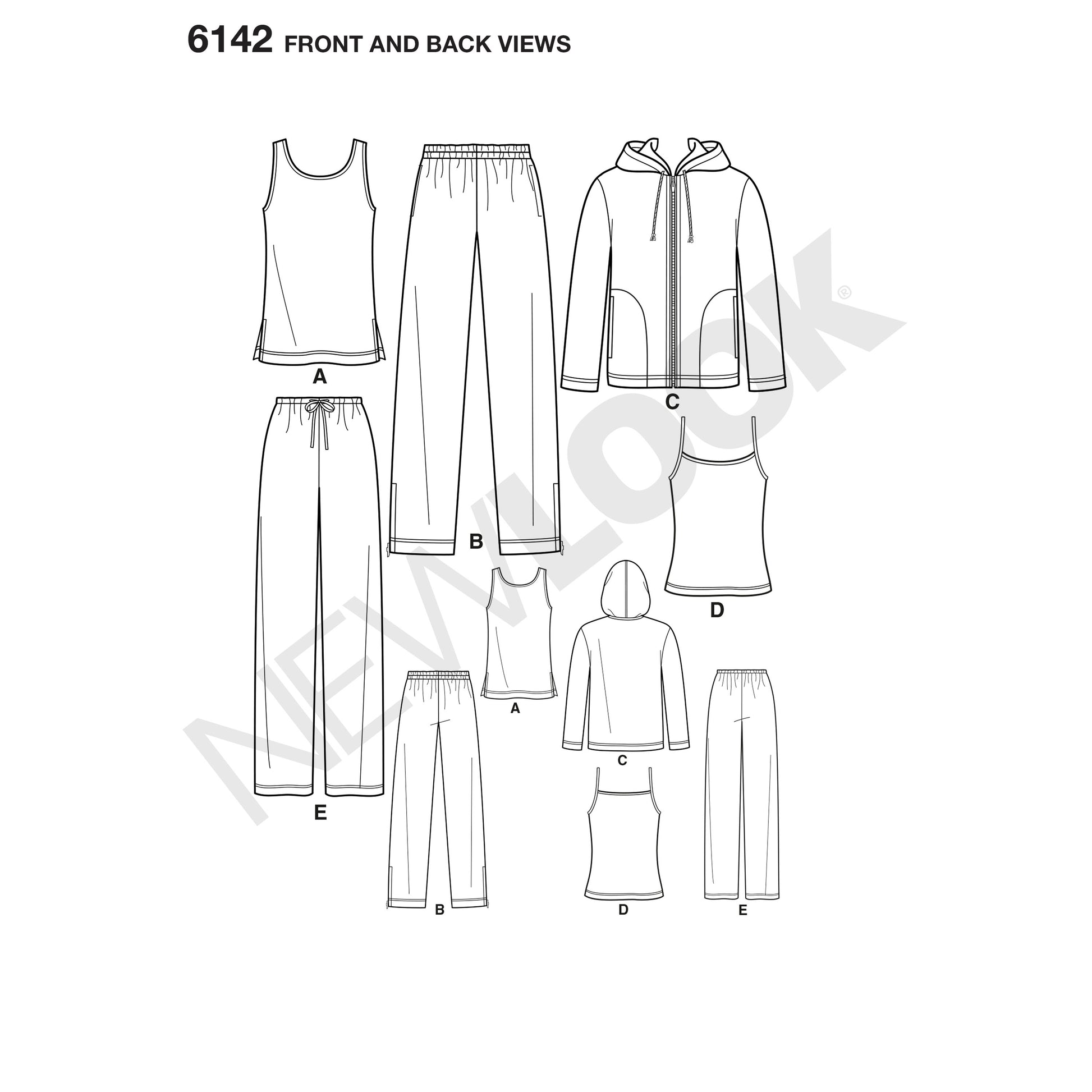 Symønster New Look 6142 - Bukse Topp - Dame Herre | Bilde 5