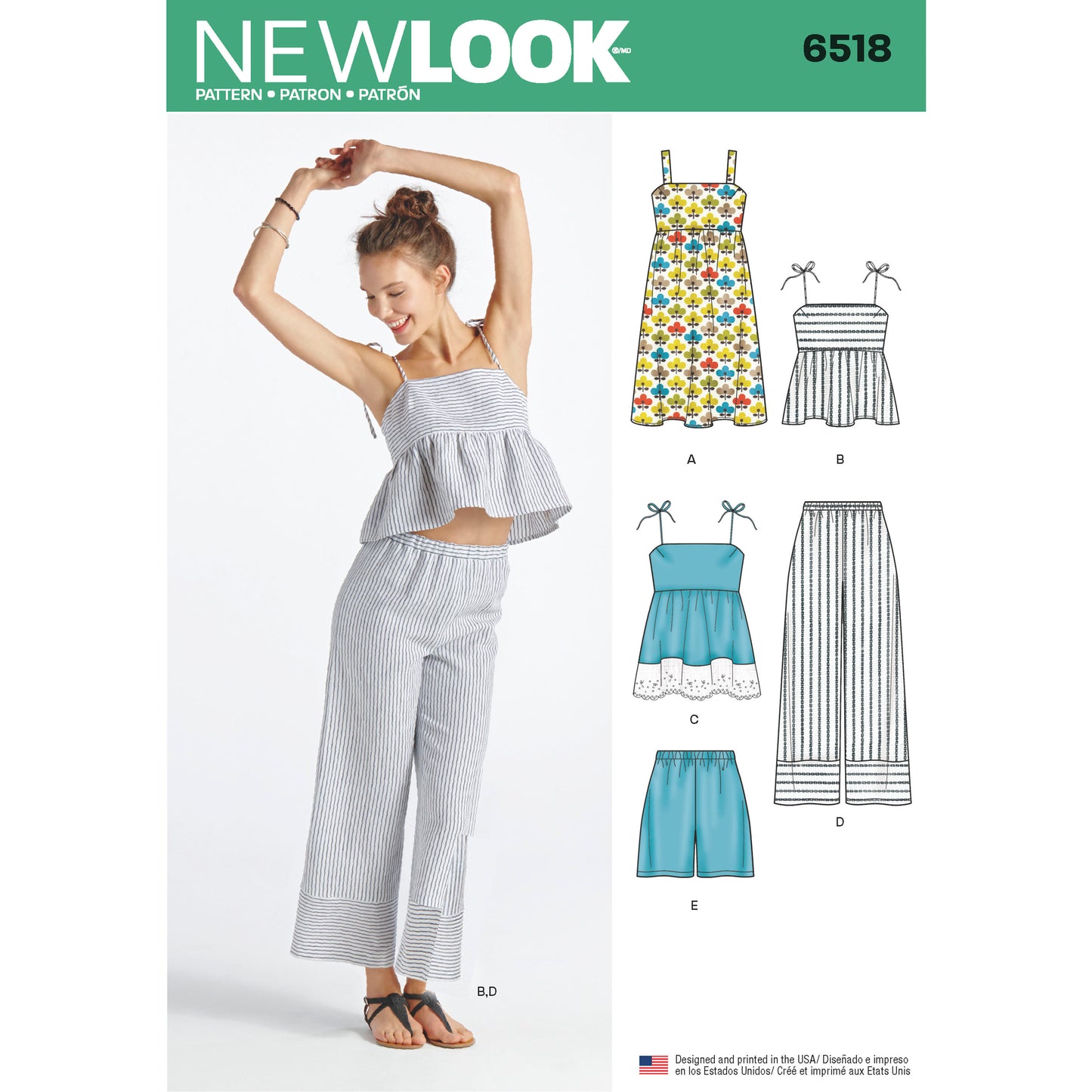 Symønster New Look 6518 - Kjole Topp Bukse Shorts - Dame | Bilde 7