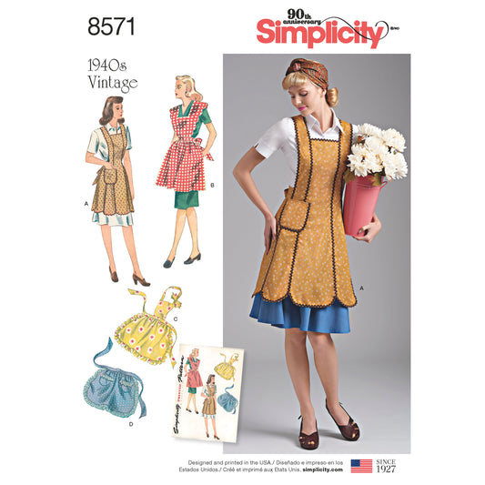 Symønster Simplicity 8571 - Vintage Forkle - Dame | Bilde 1