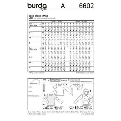 Symønster Burda 6602 - Skjorte Topp - Dame Herre - Casual Sport | Bilde 2