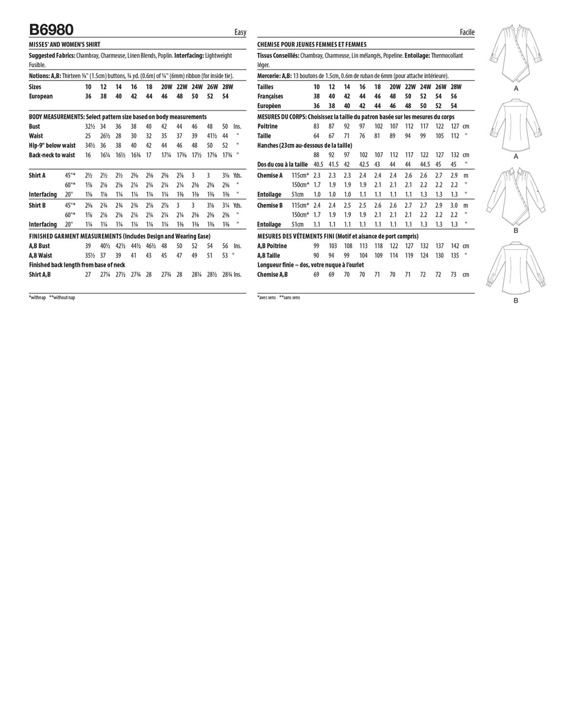 PDF-symønster - Butterick B6980 - Bluse Skjorte - Dame | Bilde 3