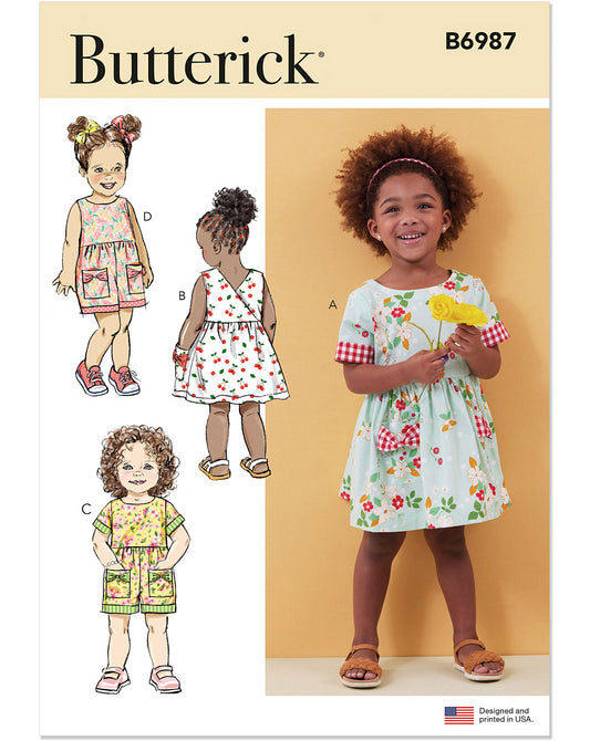 Symønster PDF-symønster - Butterick B6987 - Kjole Buksedrakter - Jente Baby | Bilde 1