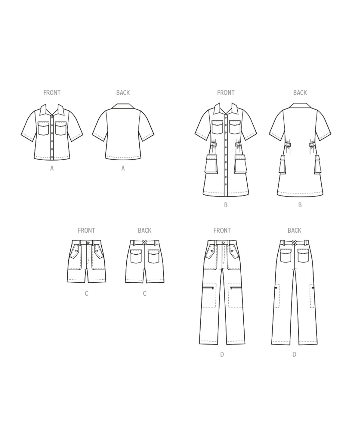PDF-symønster - McCall´s 8462 - Kjole Bukse Skjorte Shorts - Jente Gutt | Bilde 2