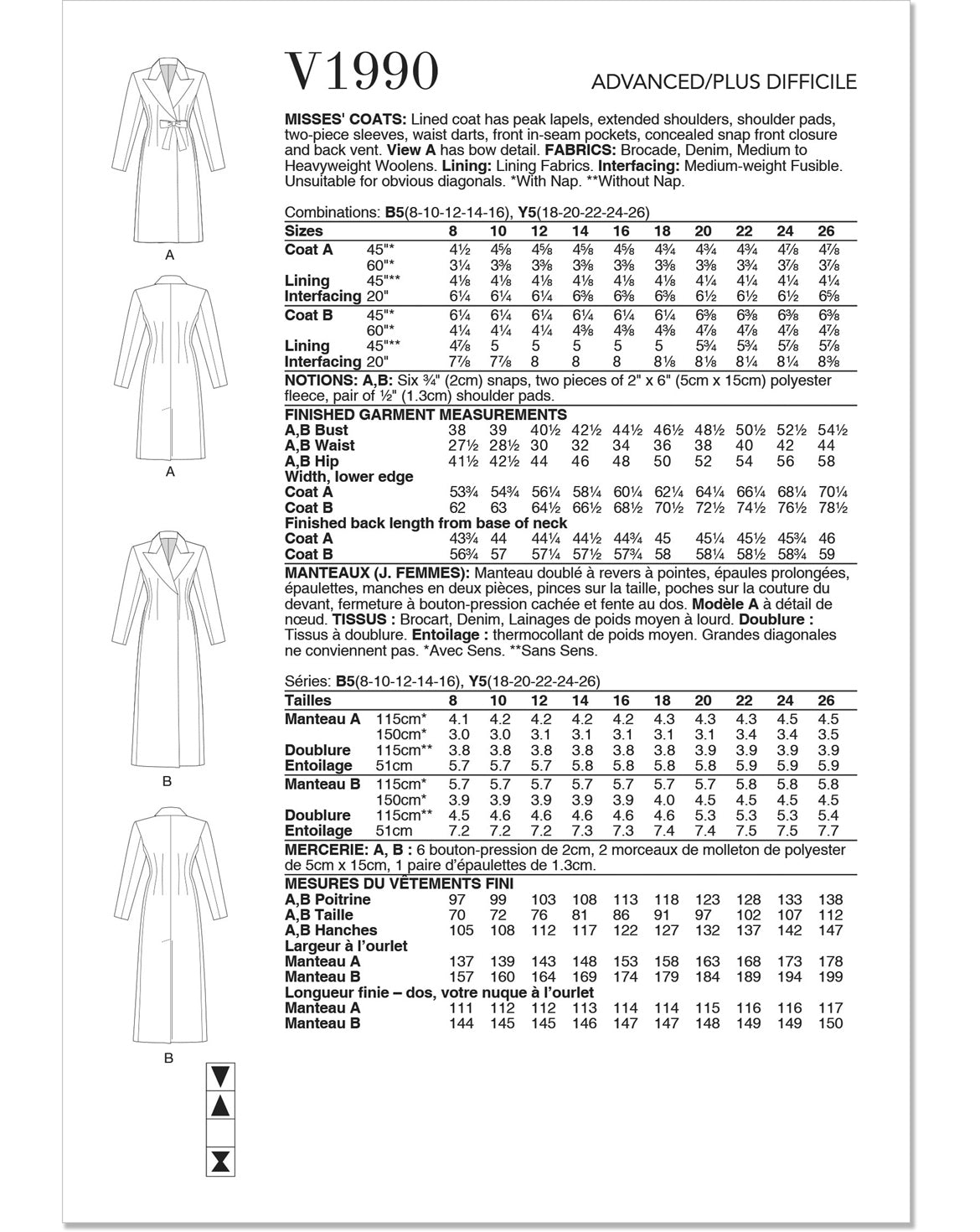 Symønster Vogue Patterns 1990 - Frakk - Dame | Bilde 3