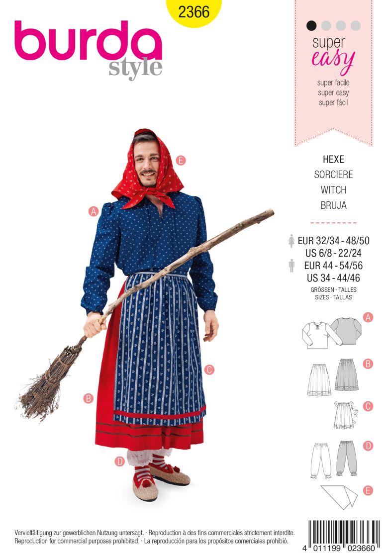 PDF-symønster - Burda 2366 - Kostyme - Dame Herre - Karneval Påske | Bilde 2