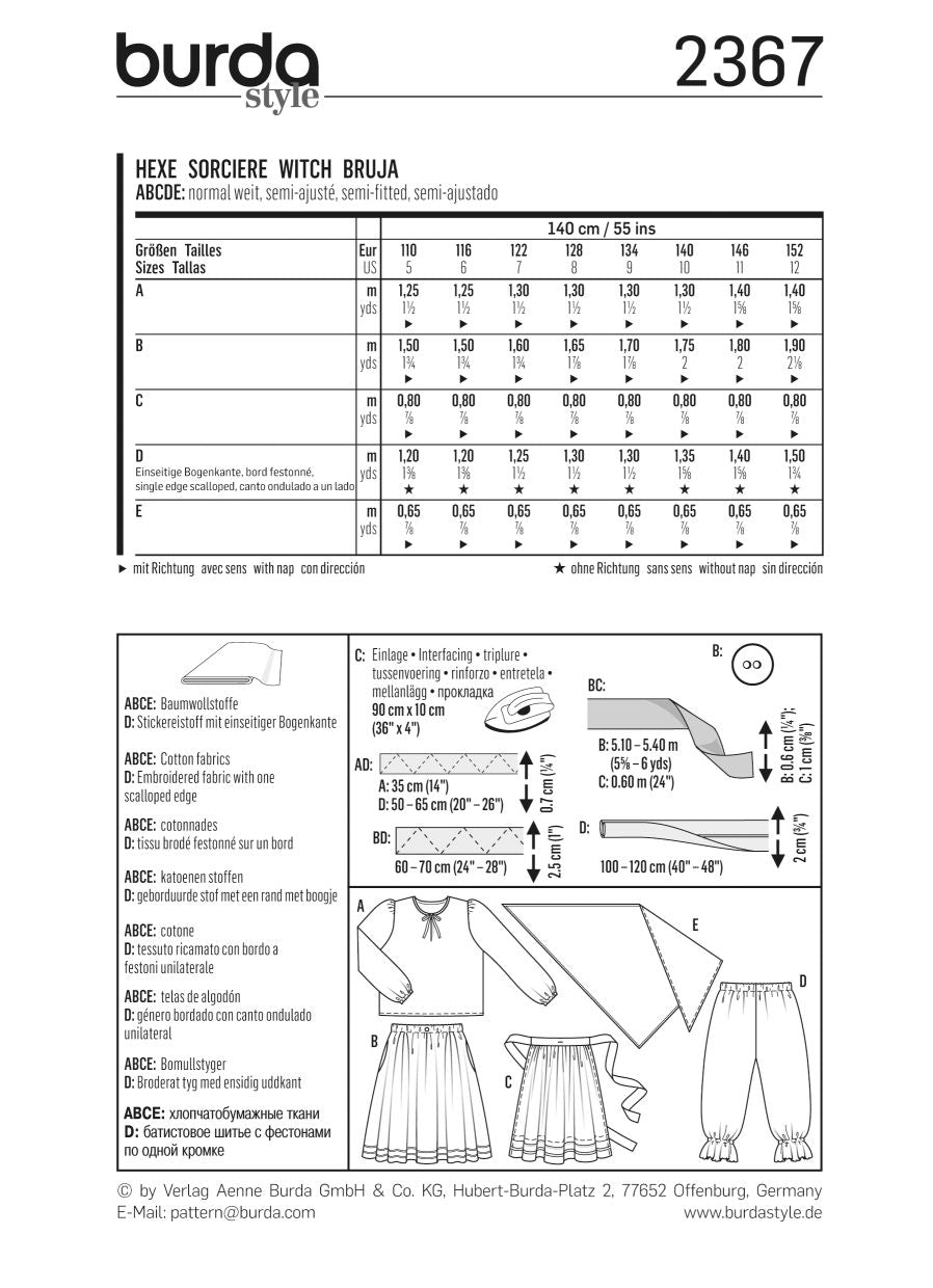 PDF-symønster - Burda 2367 - Kostyme - Jente - Karneval Påske | Bilde 3