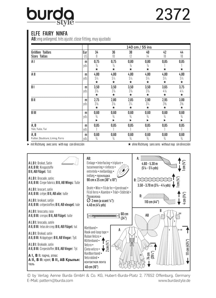 PDF-symønster - Burda 2372 - Kostyme - Dame - Karneval | Bilde 4