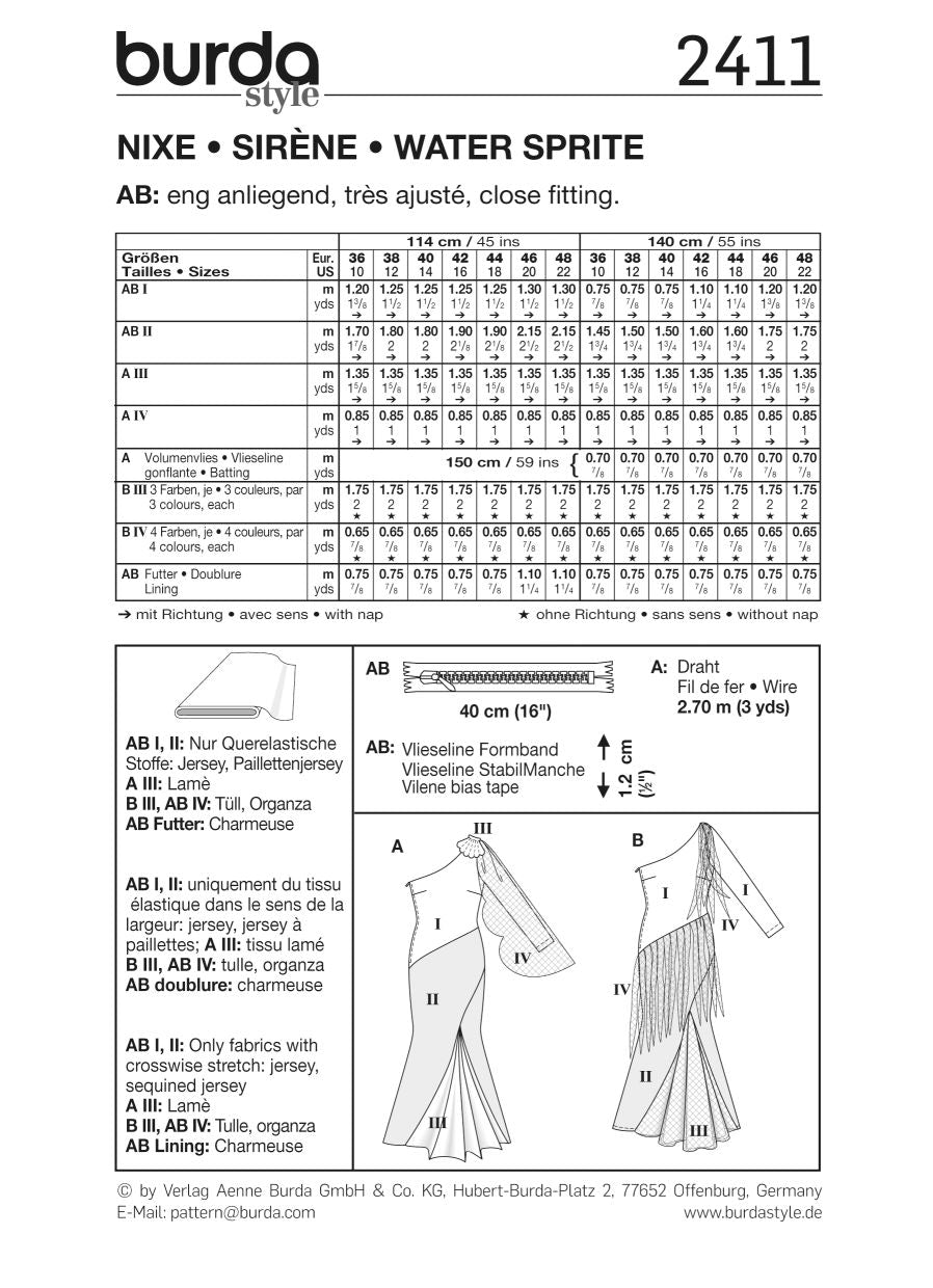 PDF-symønster - Burda 2411 - Kostyme - Dame - Karneval | Bilde 4