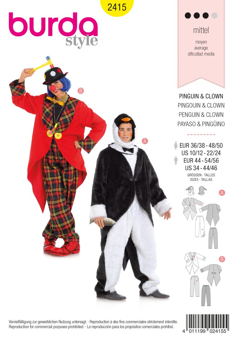 PDF-symønster - Burda 2415 - Kostyme - Dame Herre - Karneval | Bilde 2