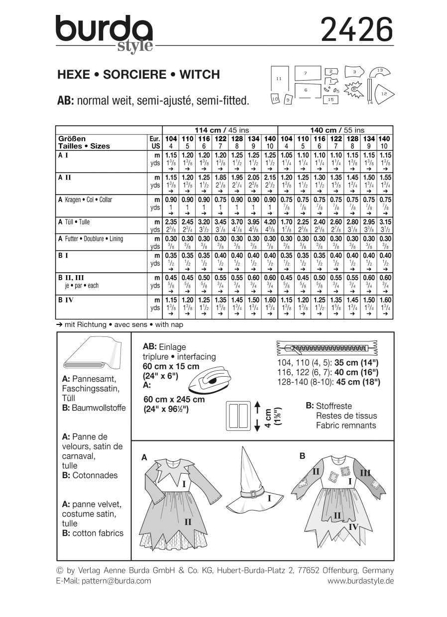 PDF-symønster - Burda 2426 - Kostyme - Jente - Karneval Påske | Bilde 3