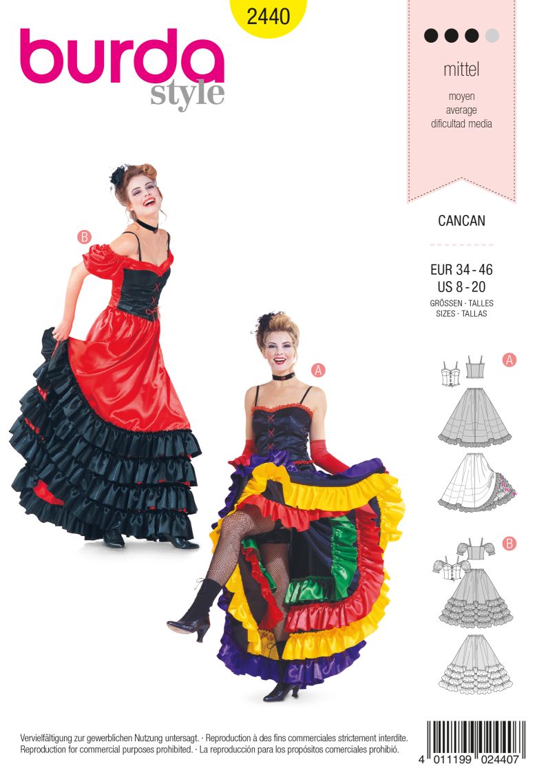 PDF-symønster - Burda 2440 - Kostyme - Dame - Karneval | Bilde 2
