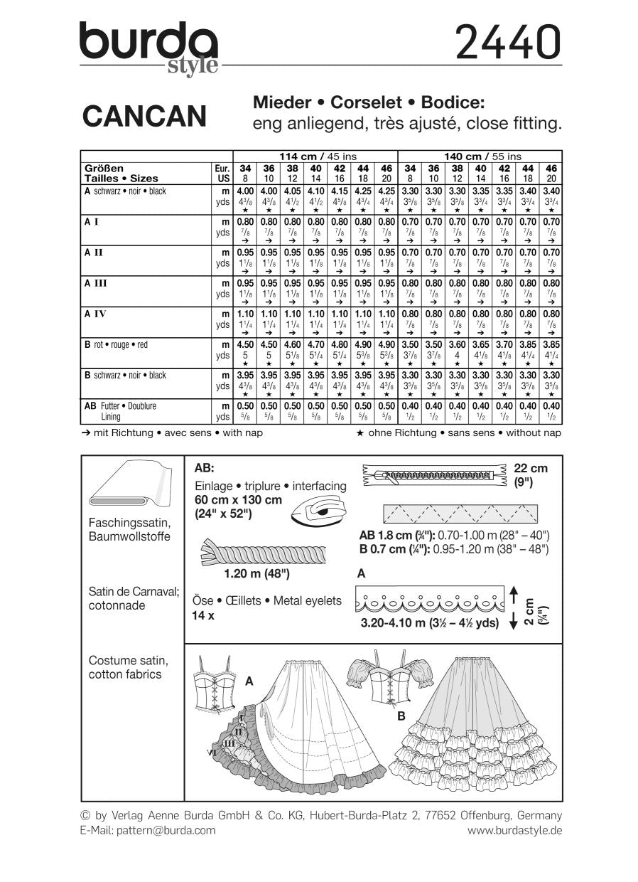 PDF-symønster - Burda 2440 - Kostyme - Dame - Karneval | Bilde 4