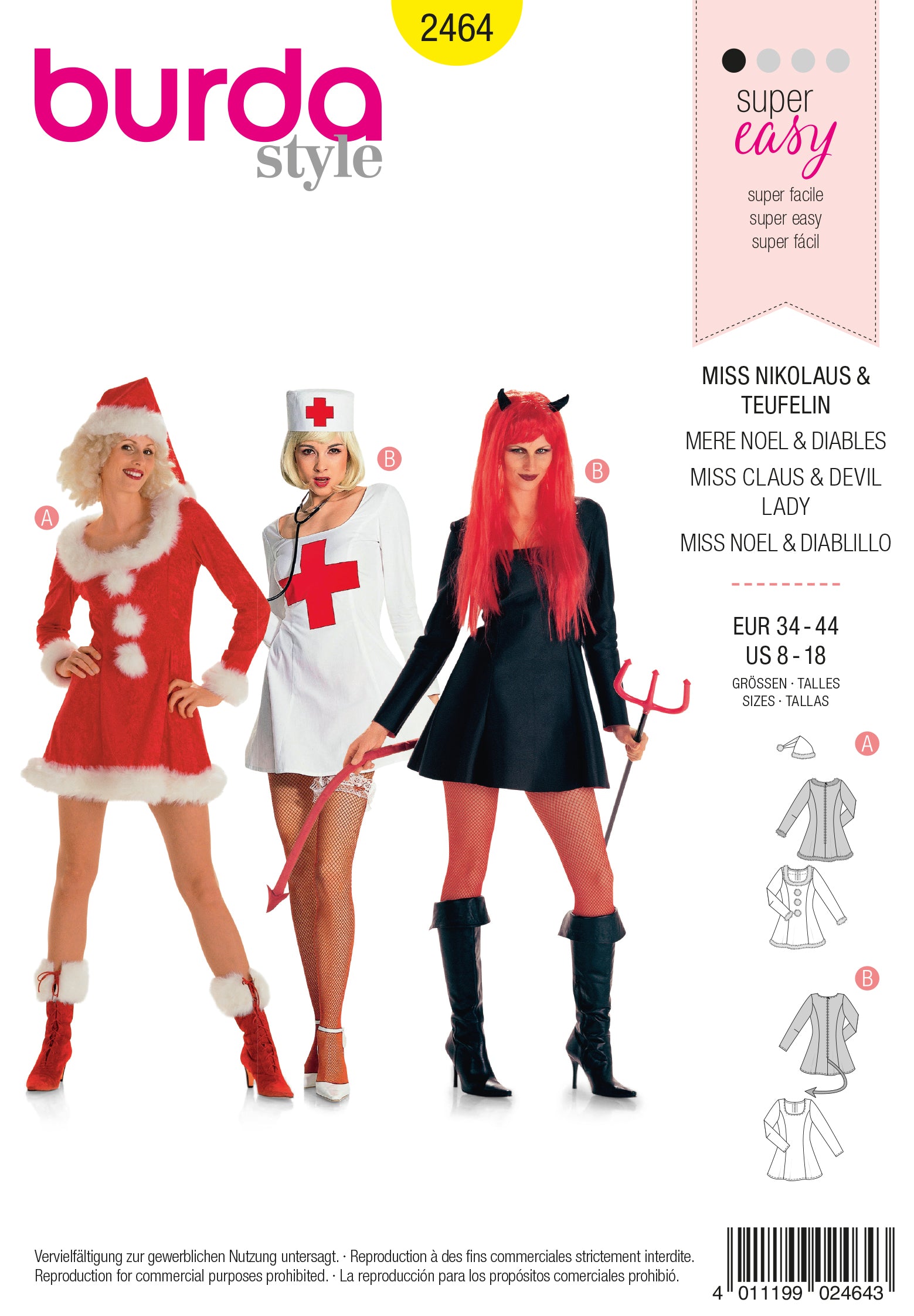 PDF-symønster - Burda 2464 - Kostyme - Dame - Karneval | Bilde 3