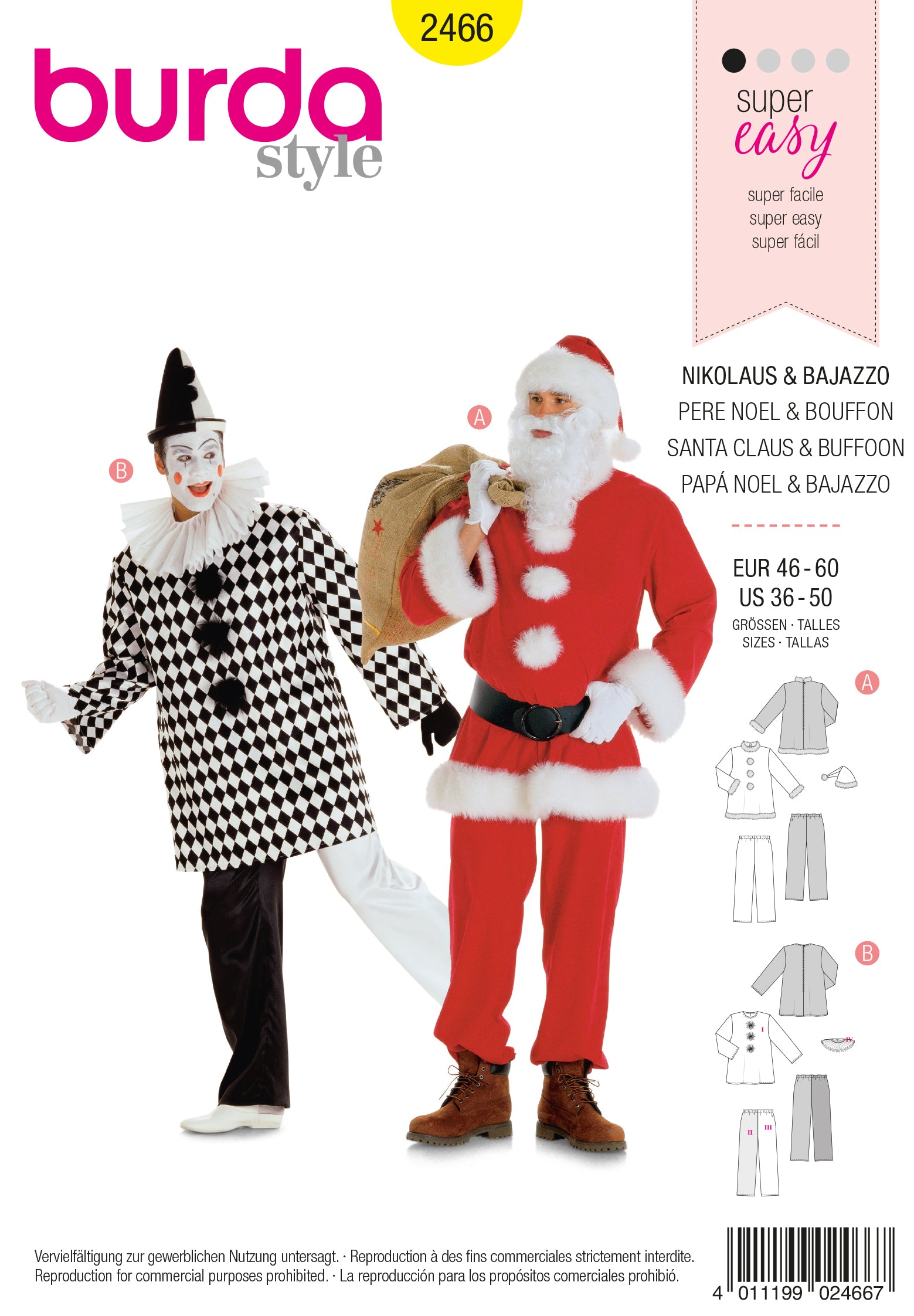 PDF-symønster - Burda 2466 - Kostyme - Herre - Karneval Jul | Bilde 3