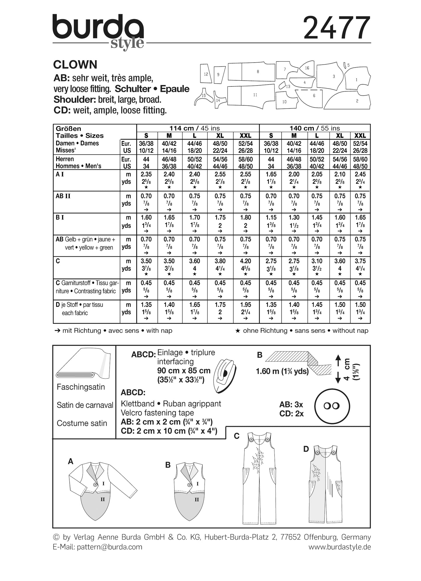 PDF-symønster - Burda 2477 - Kostyme - Dame Herre - Karneval | Bilde 4