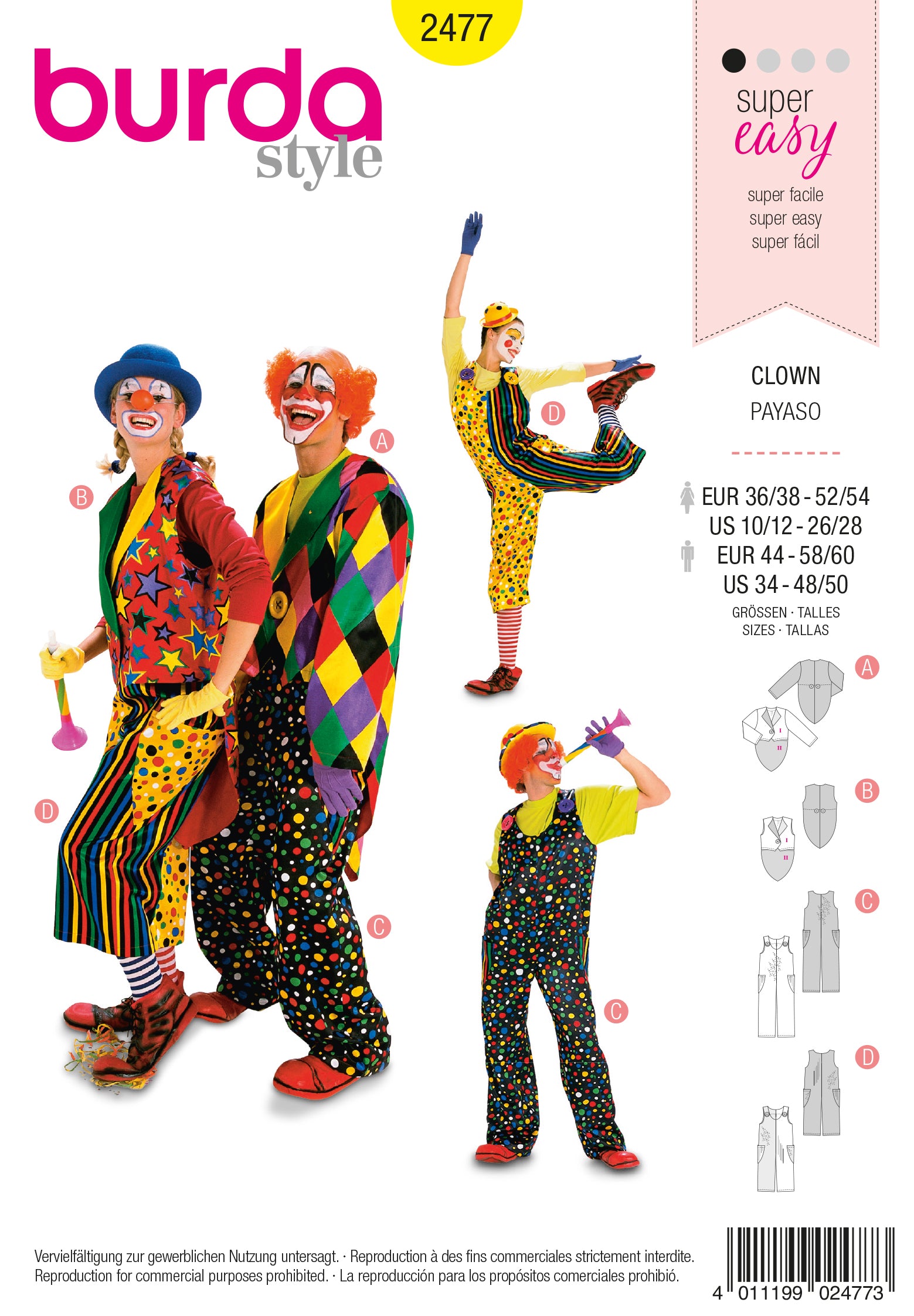 Symønster Burda 2477 - Kostyme - Dame Herre - Karneval | Bilde 5