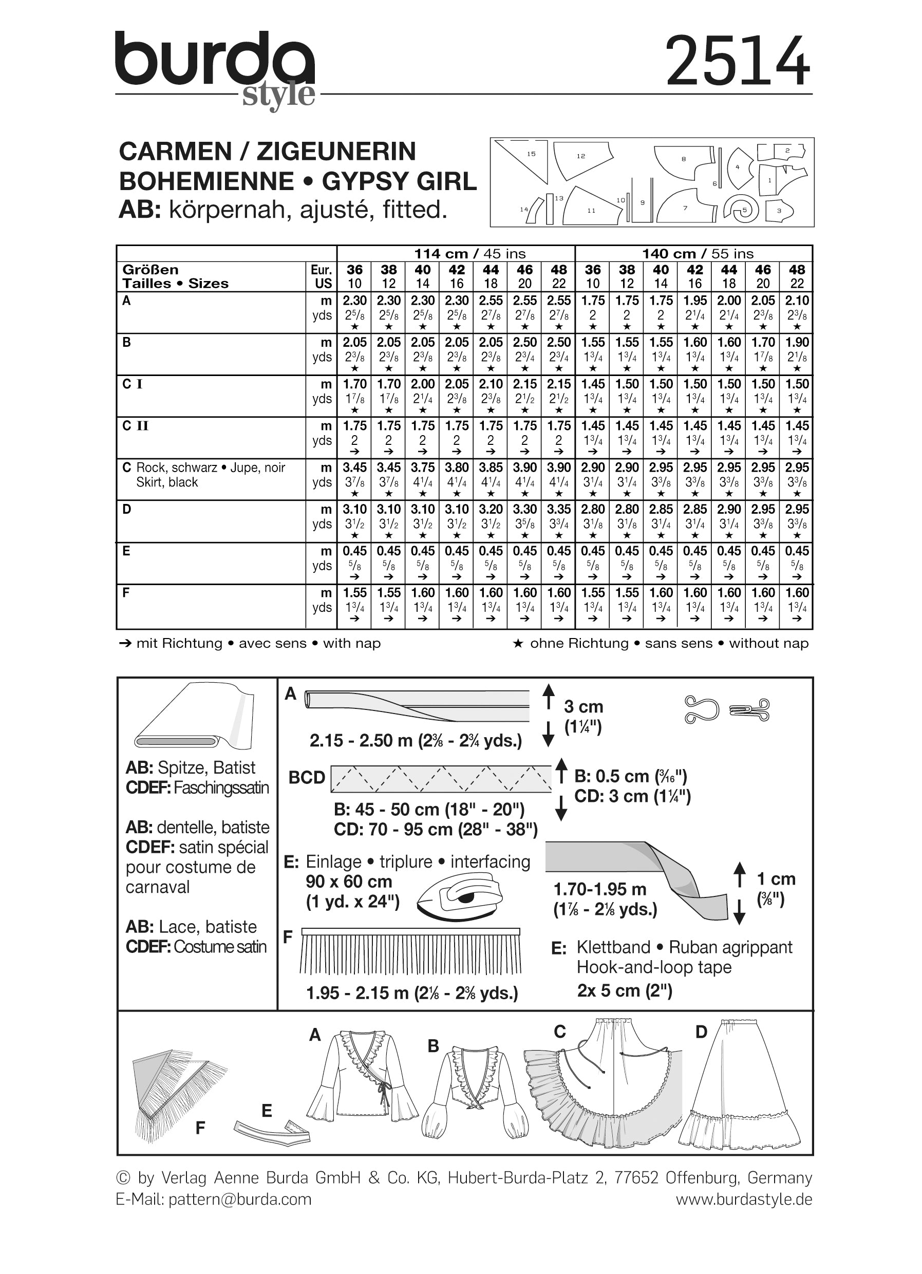 PDF-symønster - Burda 2514 - Kostyme - Dame - Karneval | Bilde 3