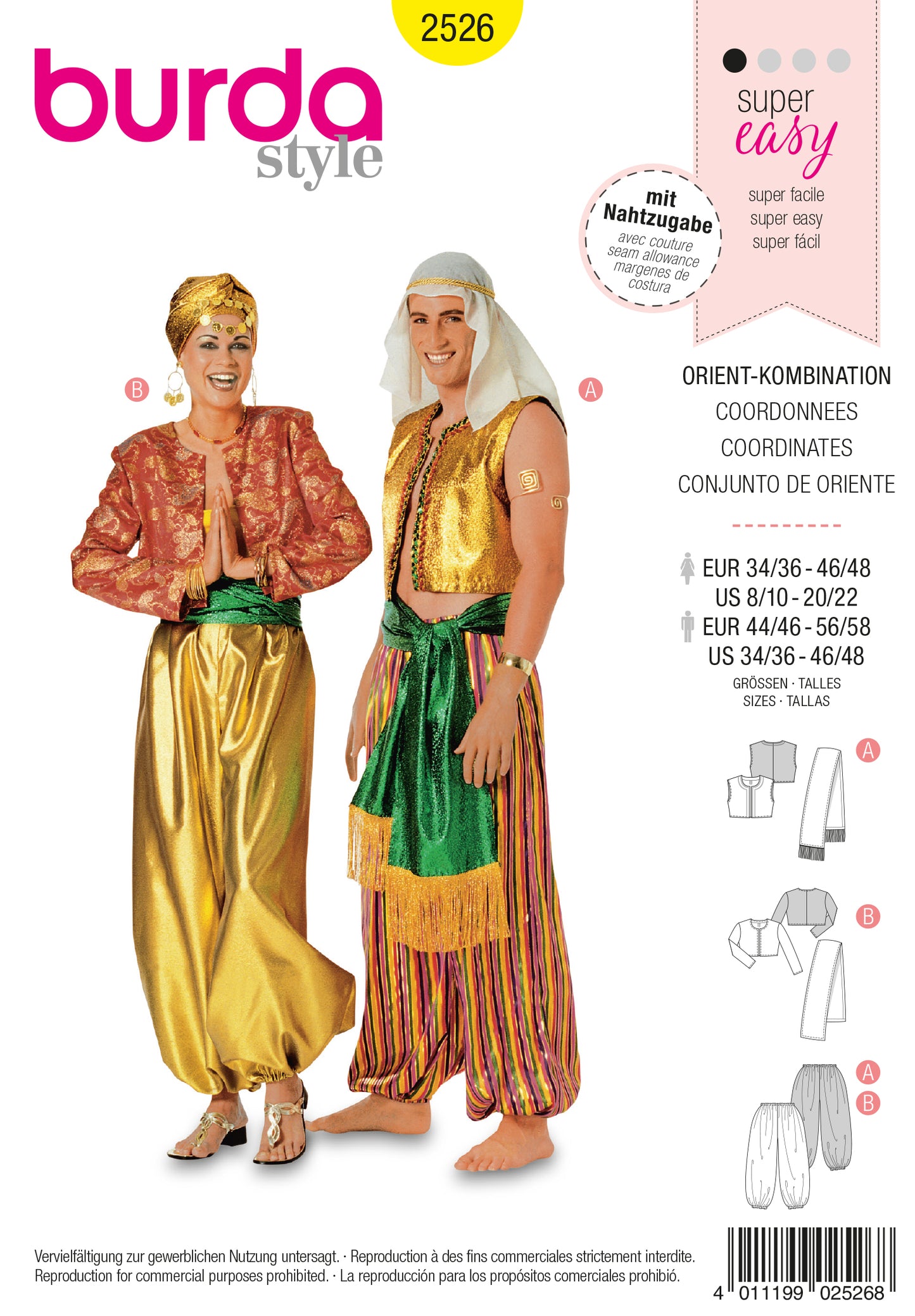 Symønster Burda 2526 - Kostyme - Dame Herre - Karneval | Bilde 3