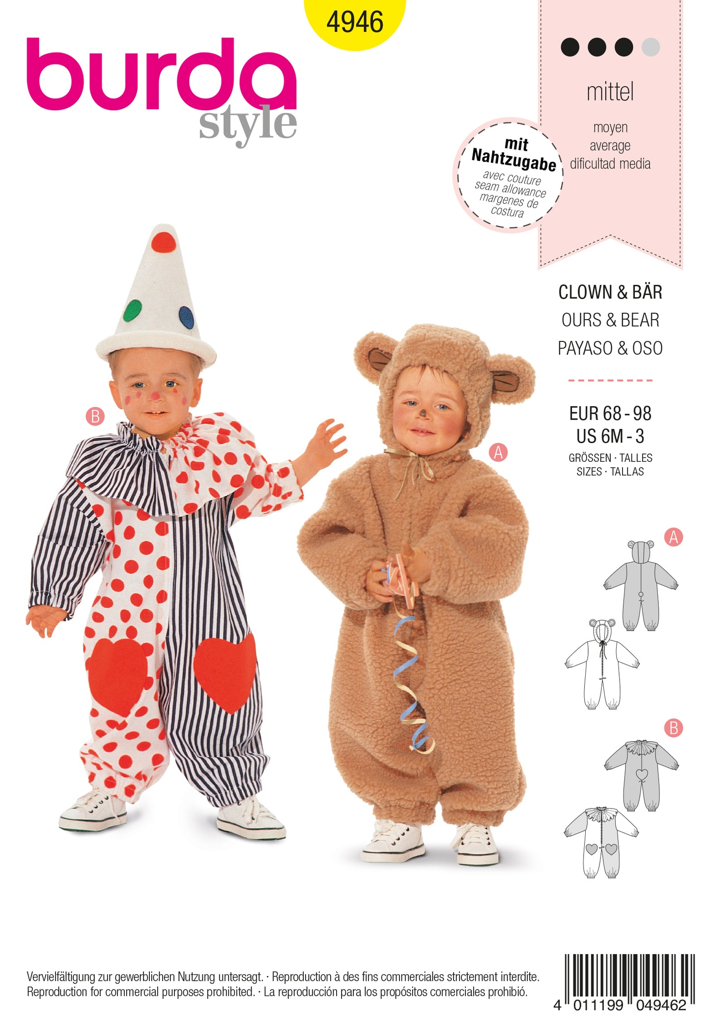 Symønster Burda 4946 - Kostyme - Baby - Karneval | Bilde 4