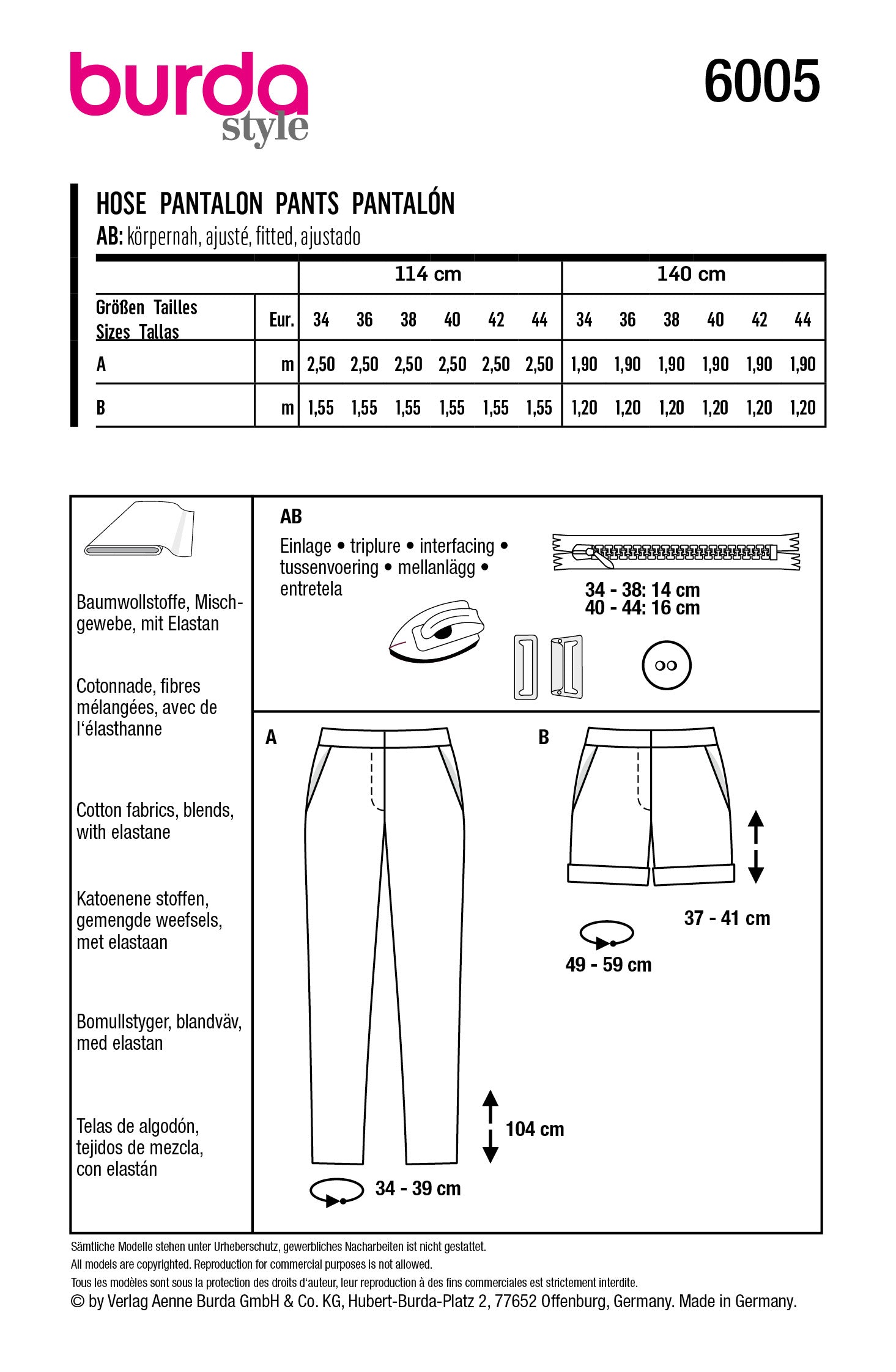 Symønster Burda 6005 - Bukse Shorts - Dame | Bilde 9