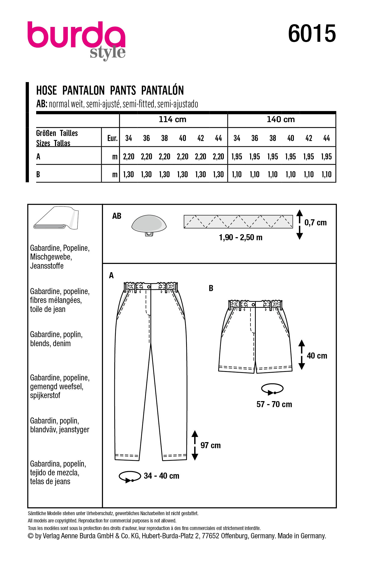 Symønster Burda 6015 - Bukse Shorts - Dame | Bilde 7
