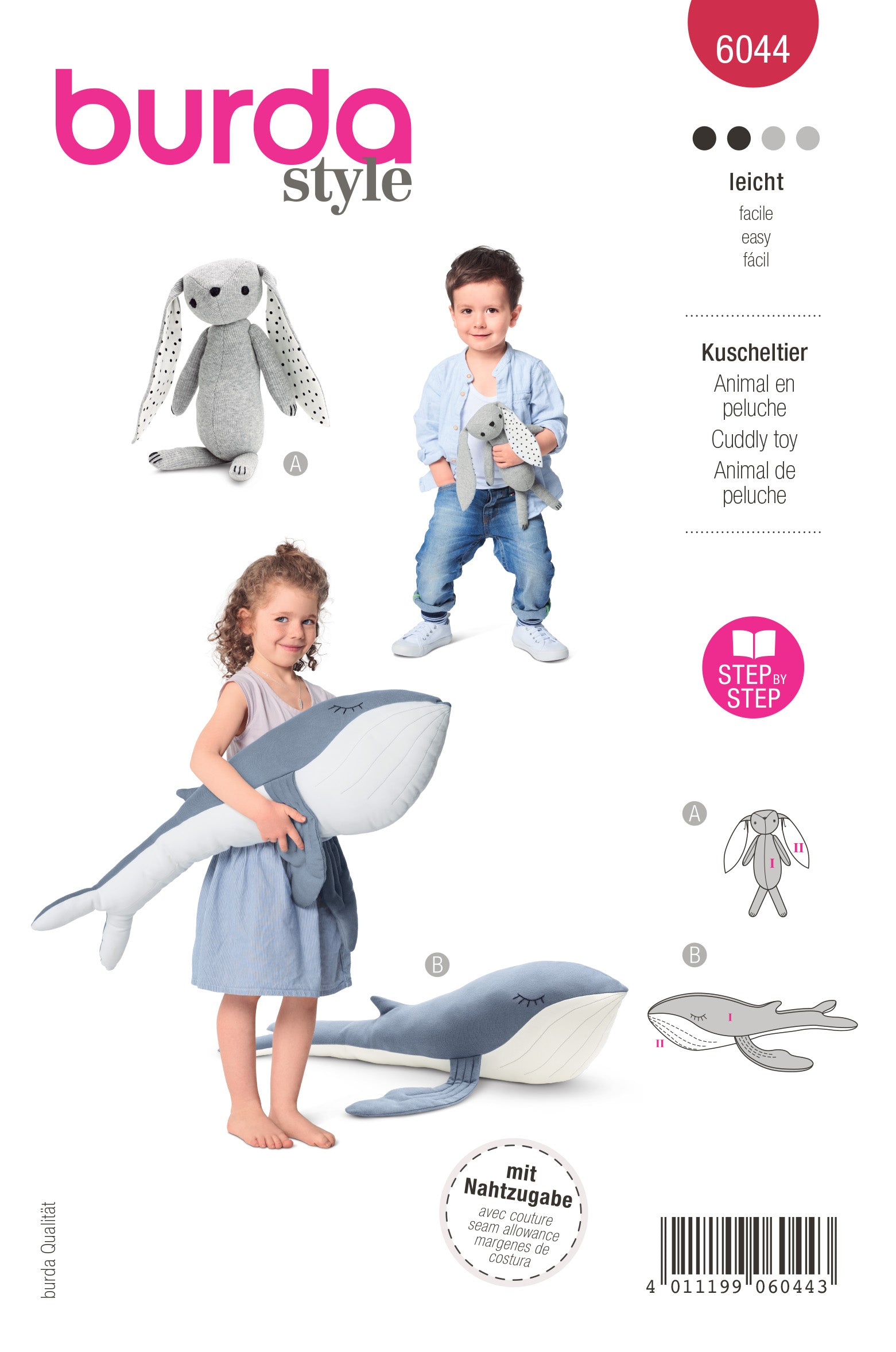 Symønster Burda 6044 - Burda 6044 Stuffed Animals - Bunny and Whale | Bilde 5