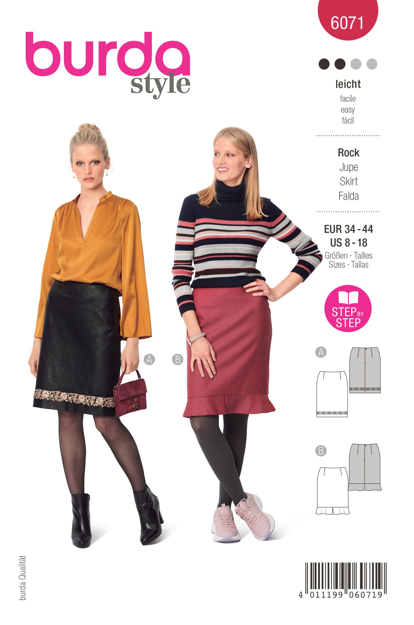Symønster Burda 6071 - Burda 6071 Skirt ? Slim, Knee Length Style  | Bilde 7