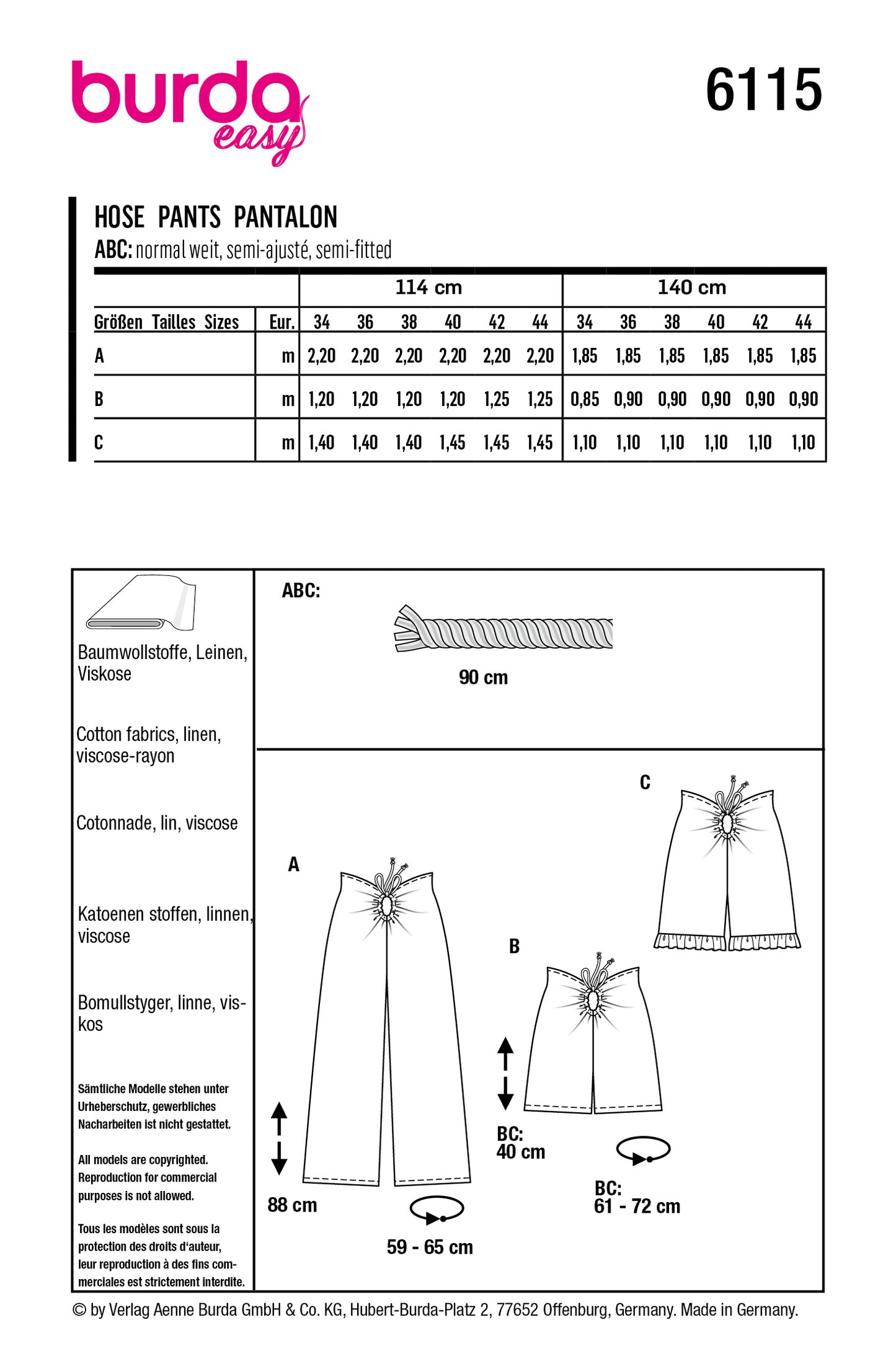 Symønster Burda 6115 - Bukse Shorts - Dame | Bilde 12