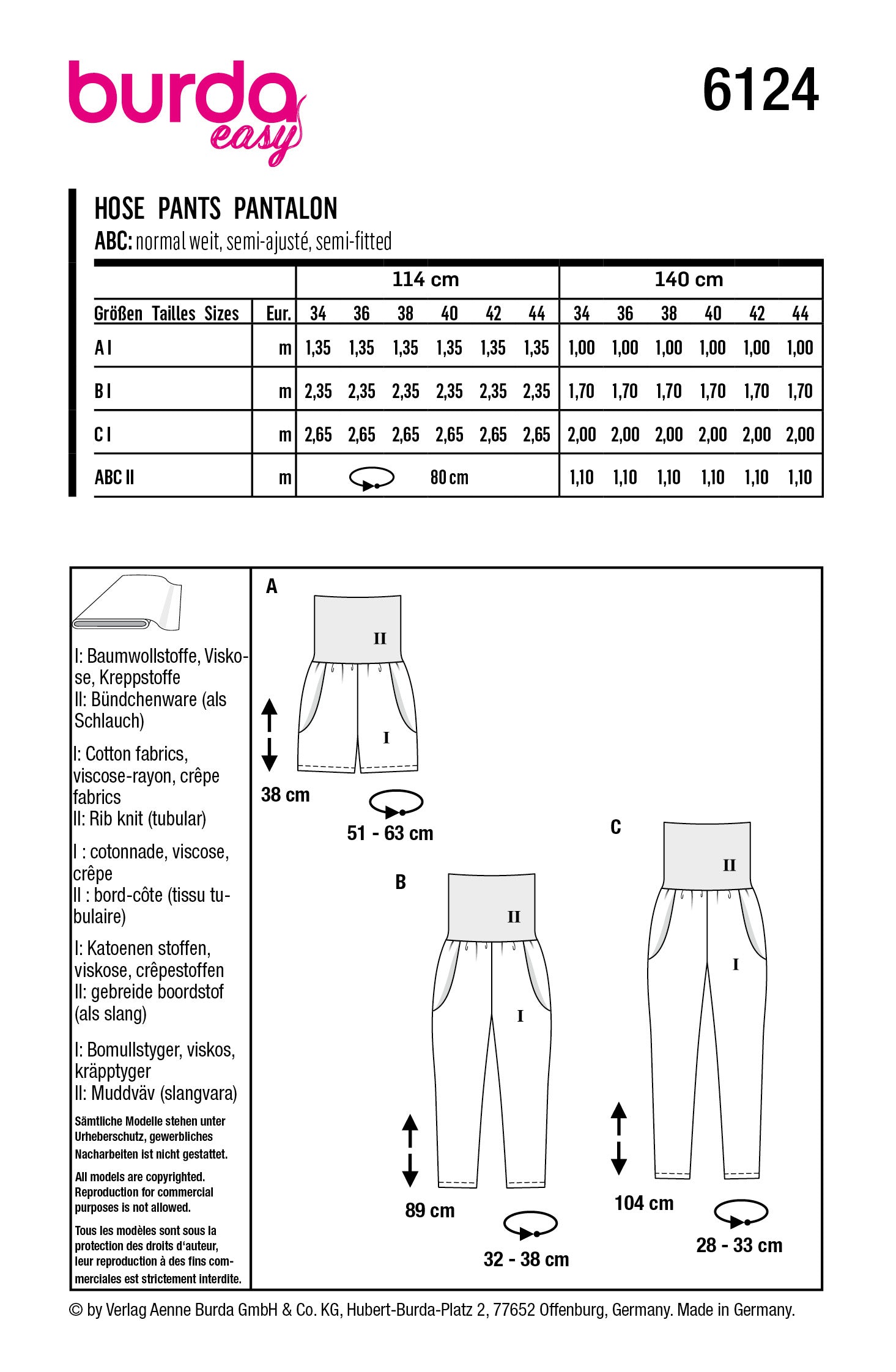 Symønster Burda 6124 - Bukse Shorts - Dame | Bilde 12