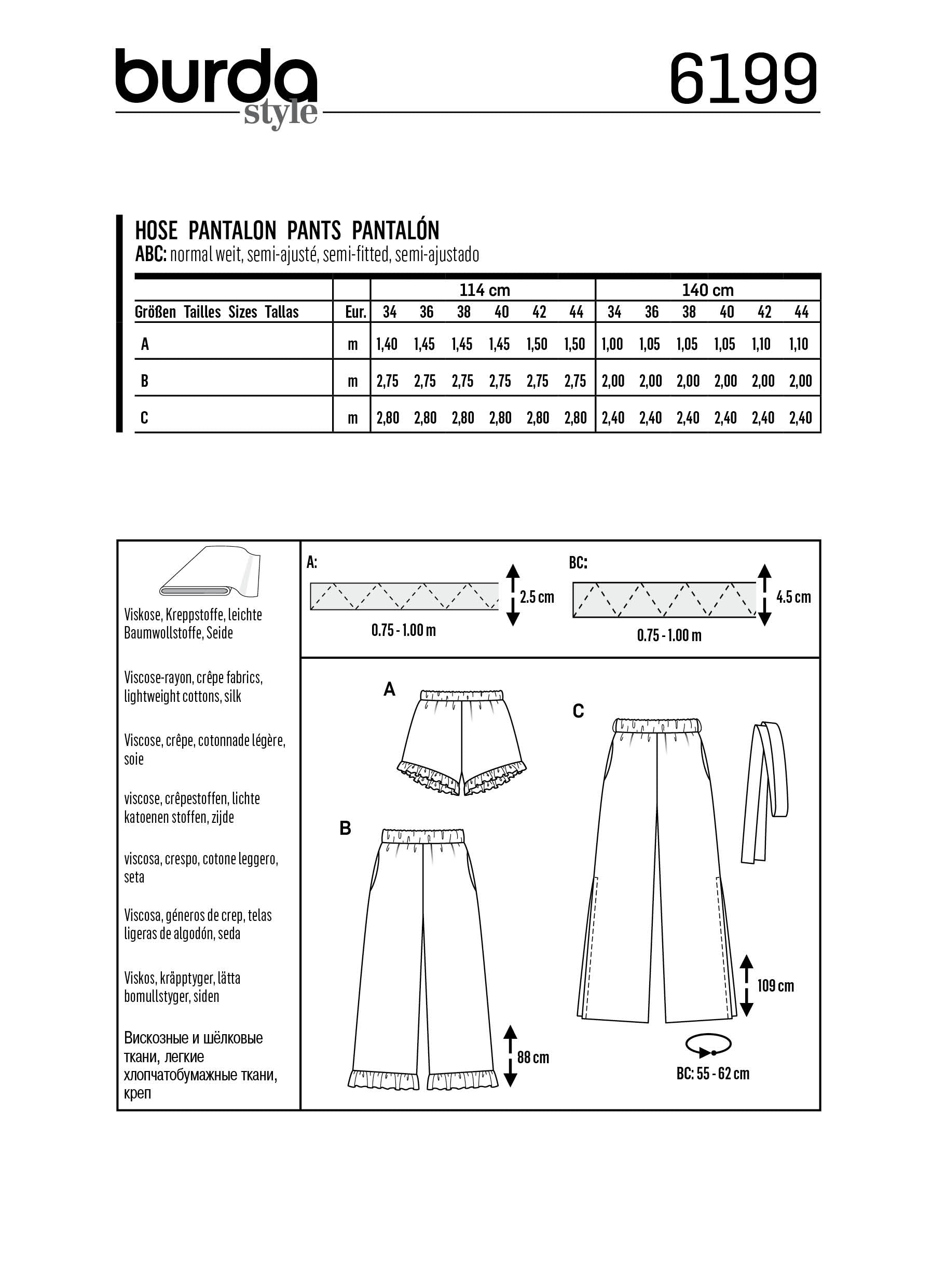 Symønster Burda 6199 - Bukse Shorts - Dame | Bilde 11
