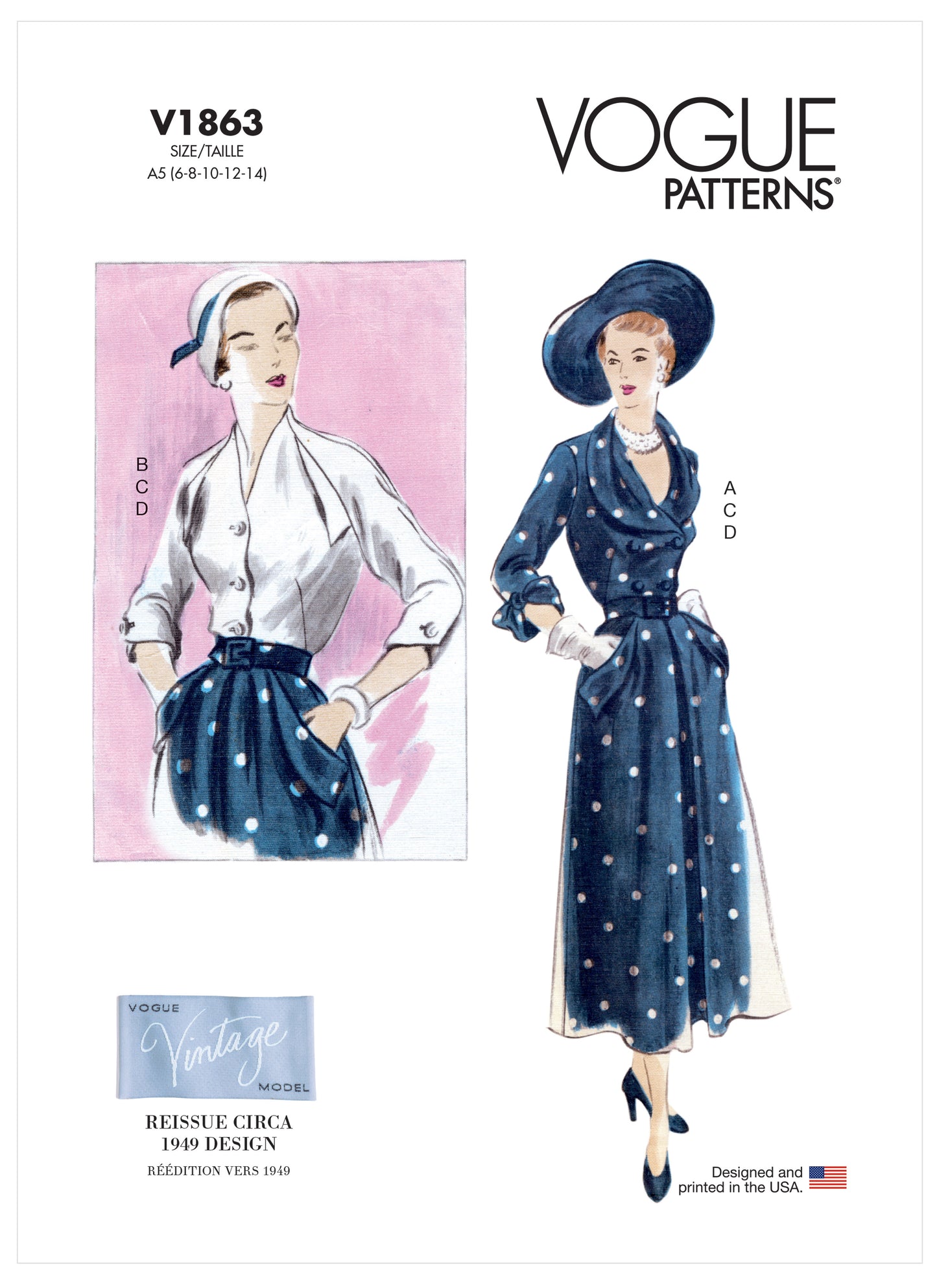 Symønster Vogue Patterns 1863 - Bluse Skjørt Vintage - Dame | Bilde 3