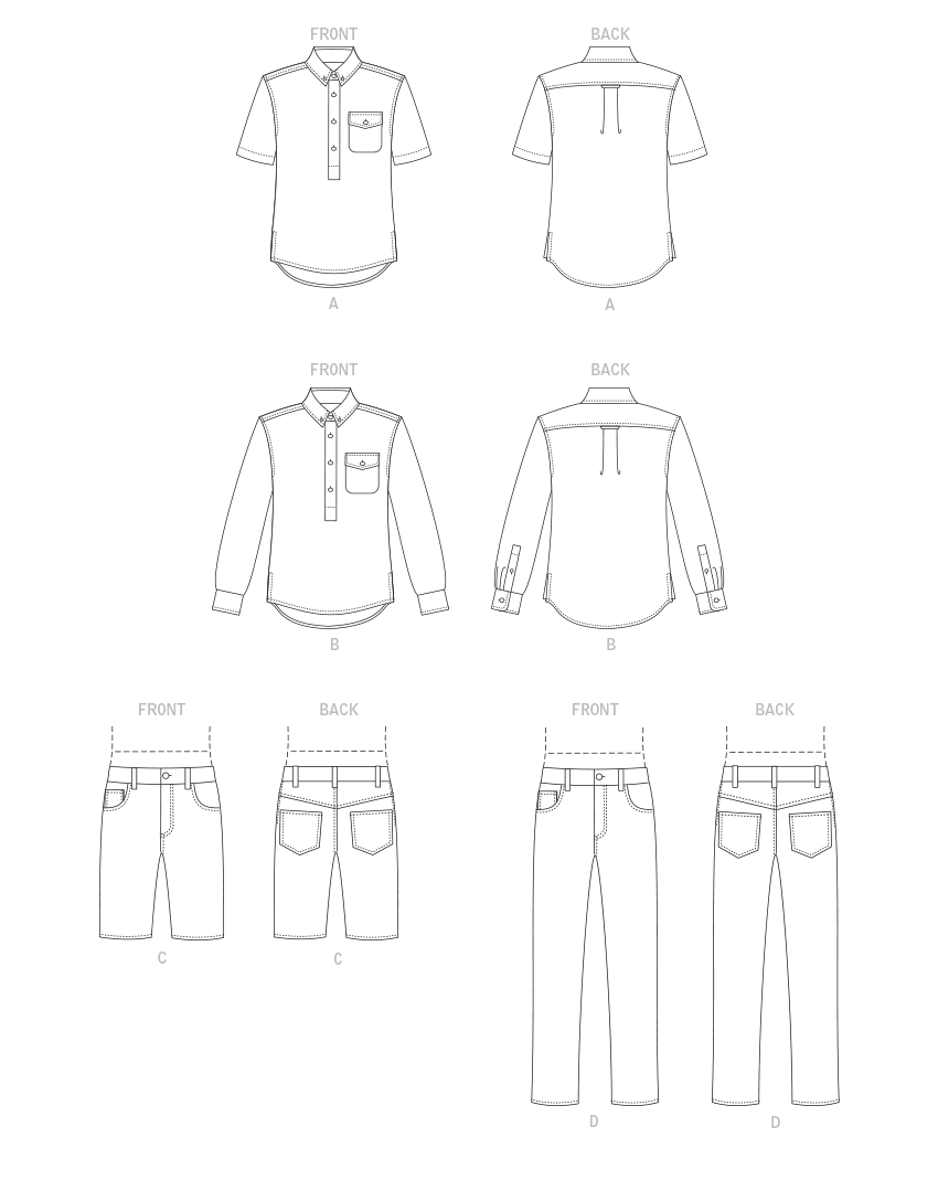 Symønster Vogue Patterns 1895 - Bukse Skjorte Shorts - Herre | Bilde 7
