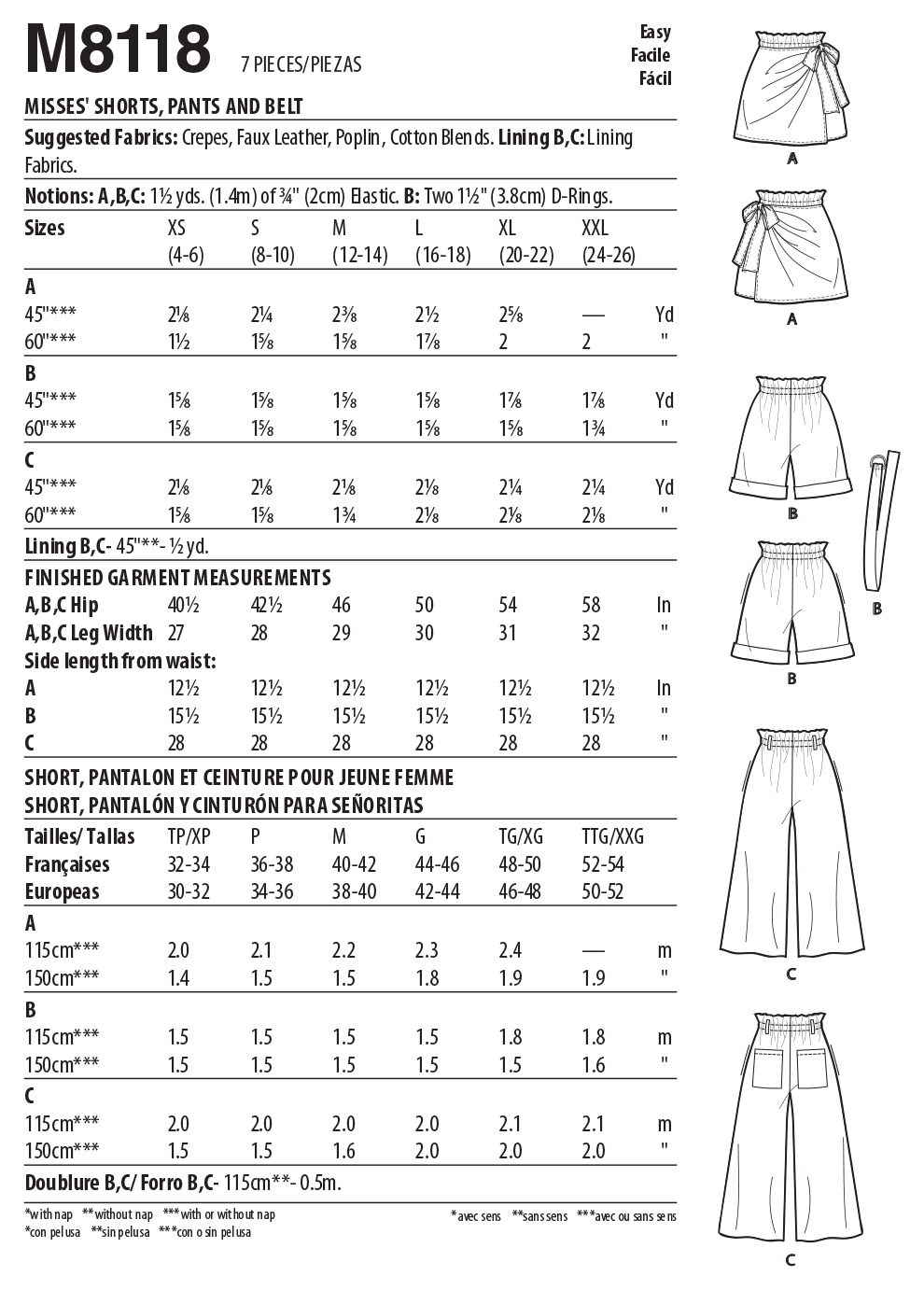 Symønster McCall´s 8118 - Bukse Shorts - Dame | Bilde 4
