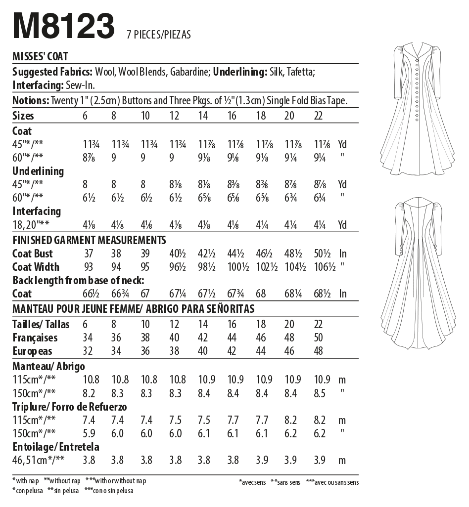 Symønster McCall´s 8123 - Frakk Historisk kostyme - Dame | Bilde 3