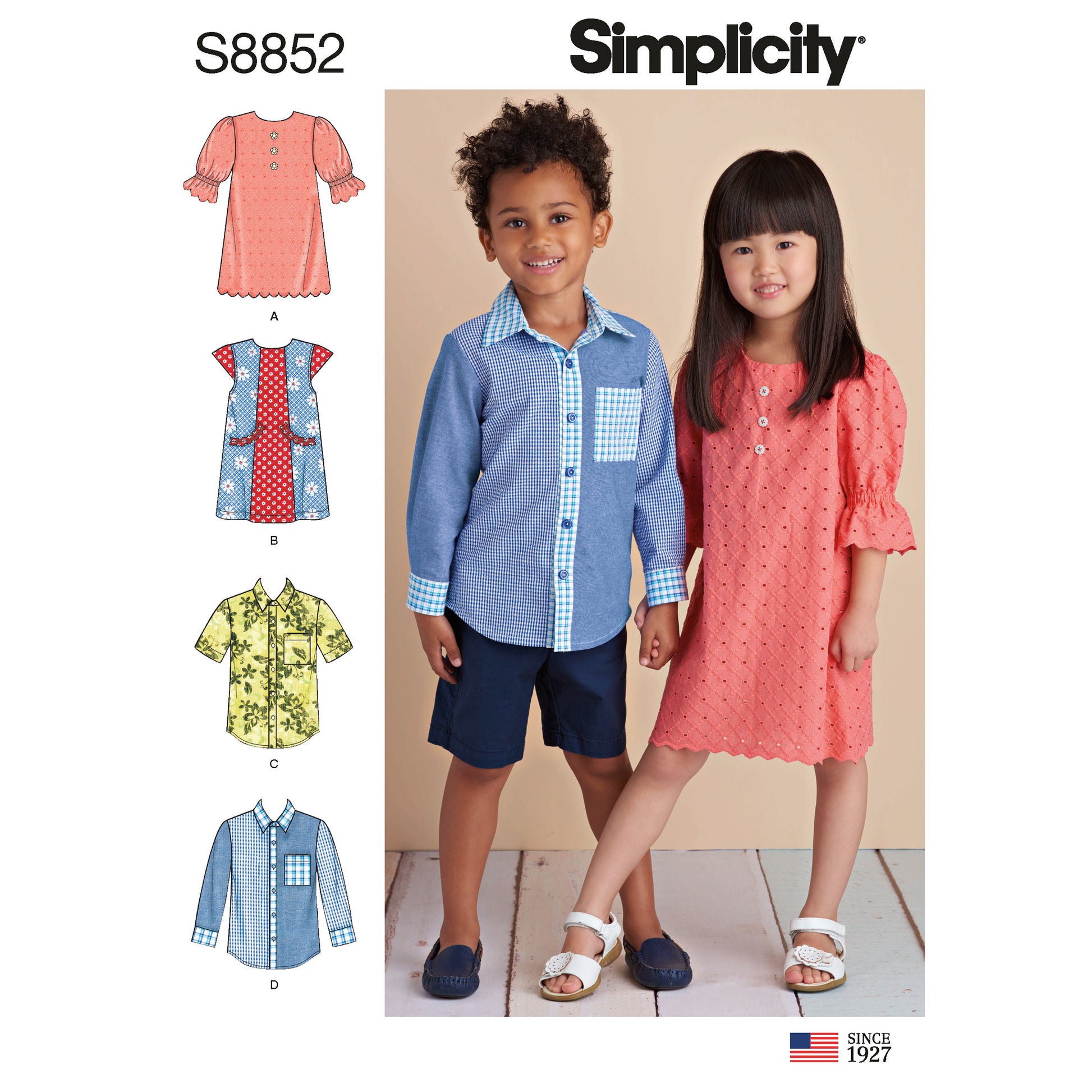 Symønster Simplicity 8852 - Kjole Skjorte - Jente Gutt | Bilde 7