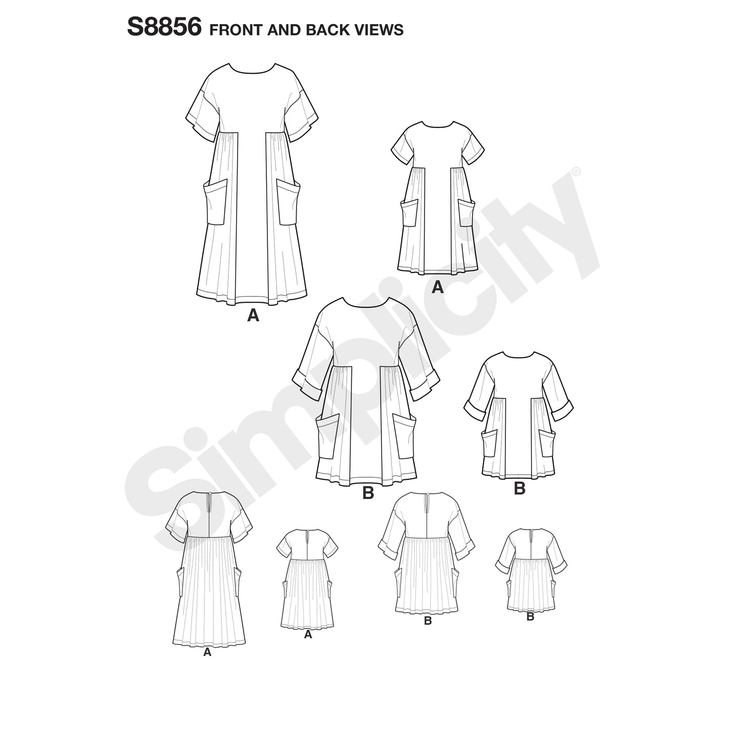 Symønster Simplicity 8856 - Kjole Tunika - Baby - Dukkeklær | Bilde 3