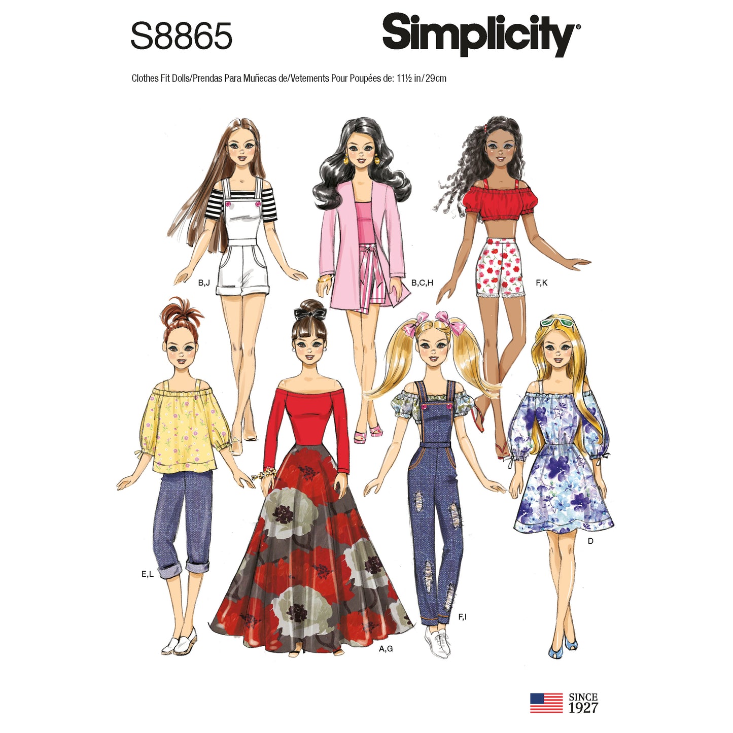Symønster Simplicity 8865 - Kjole Topp Bukse Skjørt Shorts - Dame - Dukkeklær | Bilde 6
