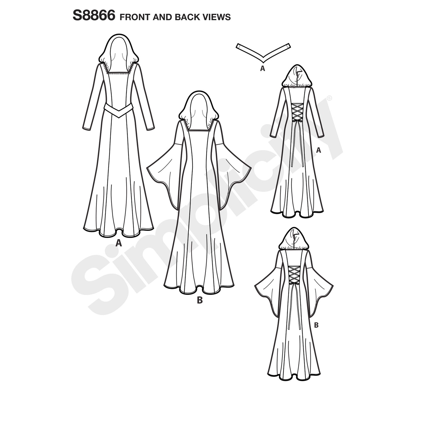 Symønster Simplicity 8866 - Kjole Kostyme Cosplay - Dame - Karneval | Bilde 5