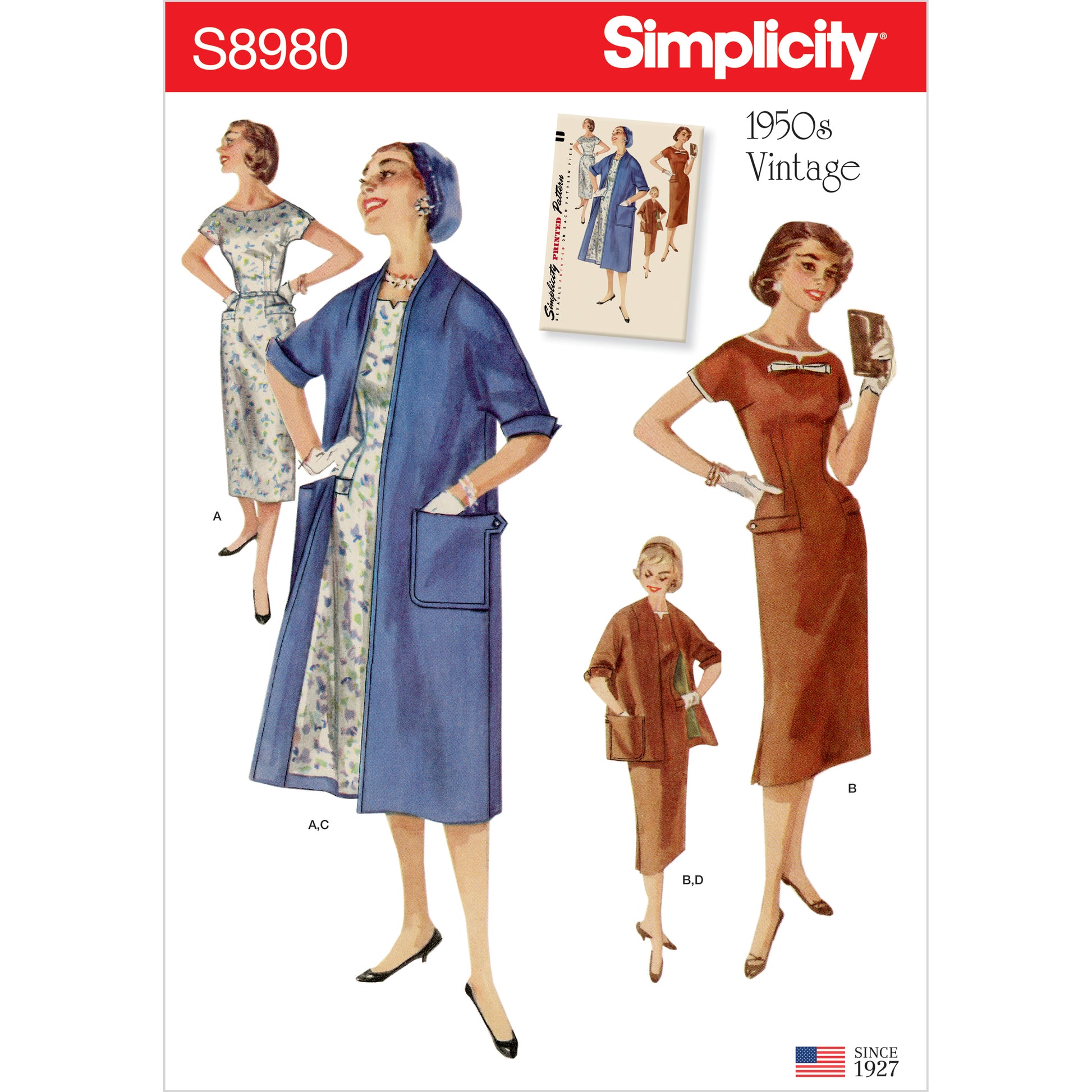 Symønster Simplicity 8980 - Kjole Jakke Frakk Vintage - Dame | Bilde 6