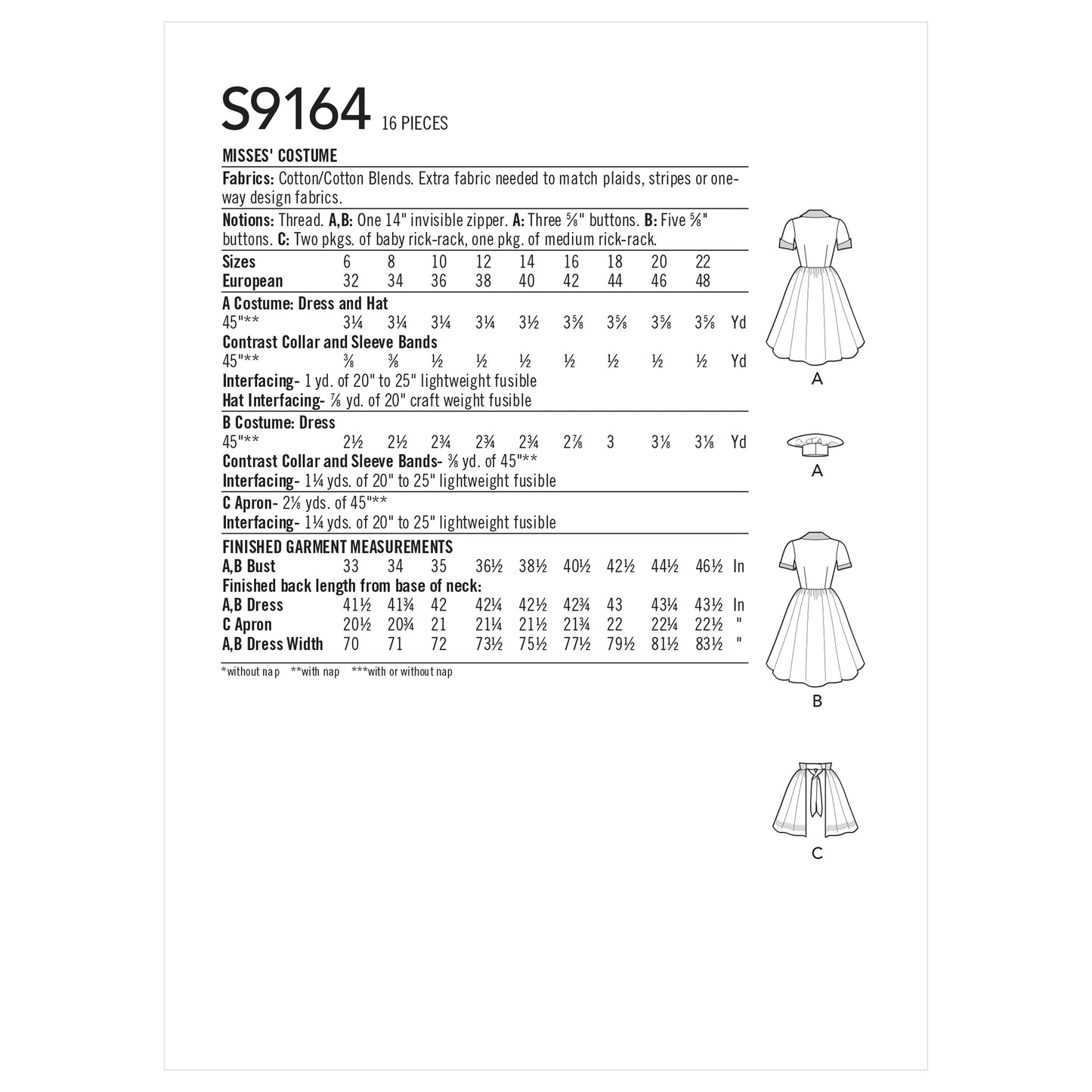 Symønster Simplicity 9164 - Kjole Kostyme Forkle - Dame - Karneval | Bilde 5