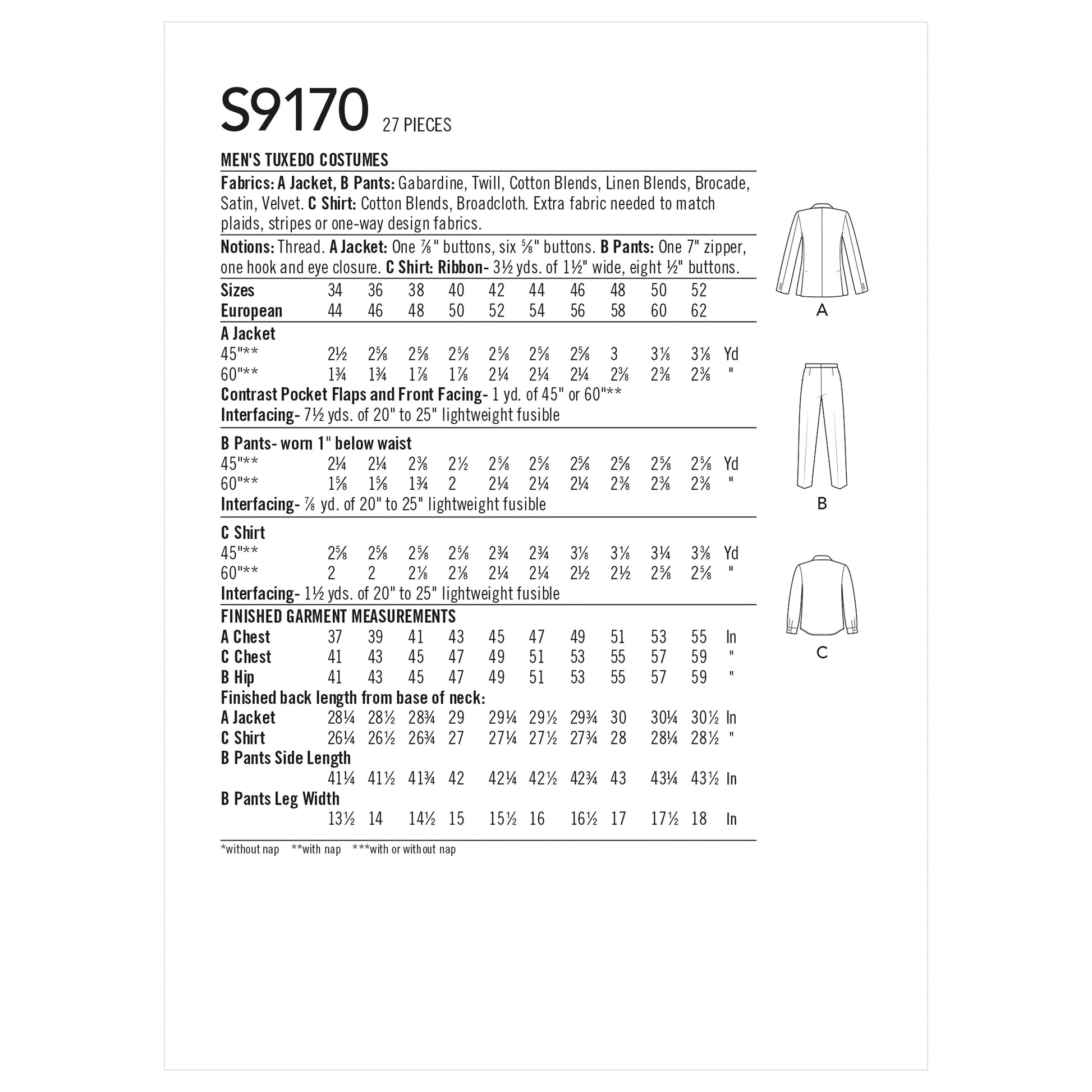 Symønster Simplicity 9170 - Kostyme Skjorte Bukse - Herre - Karneval | Bilde 6