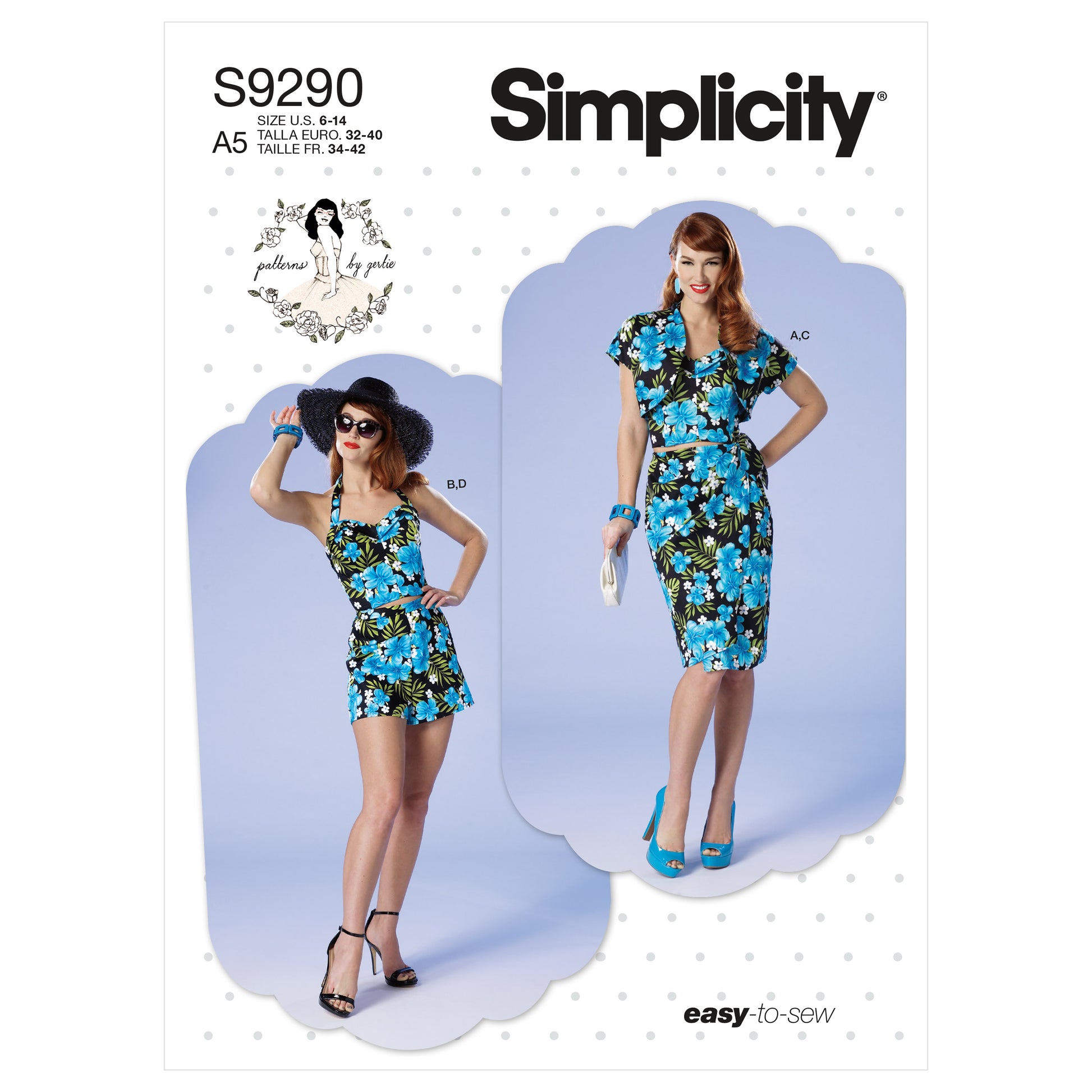 Symønster Simplicity 9290 - Skjørt Shorts Topp Vintage - Dame | Bilde 3