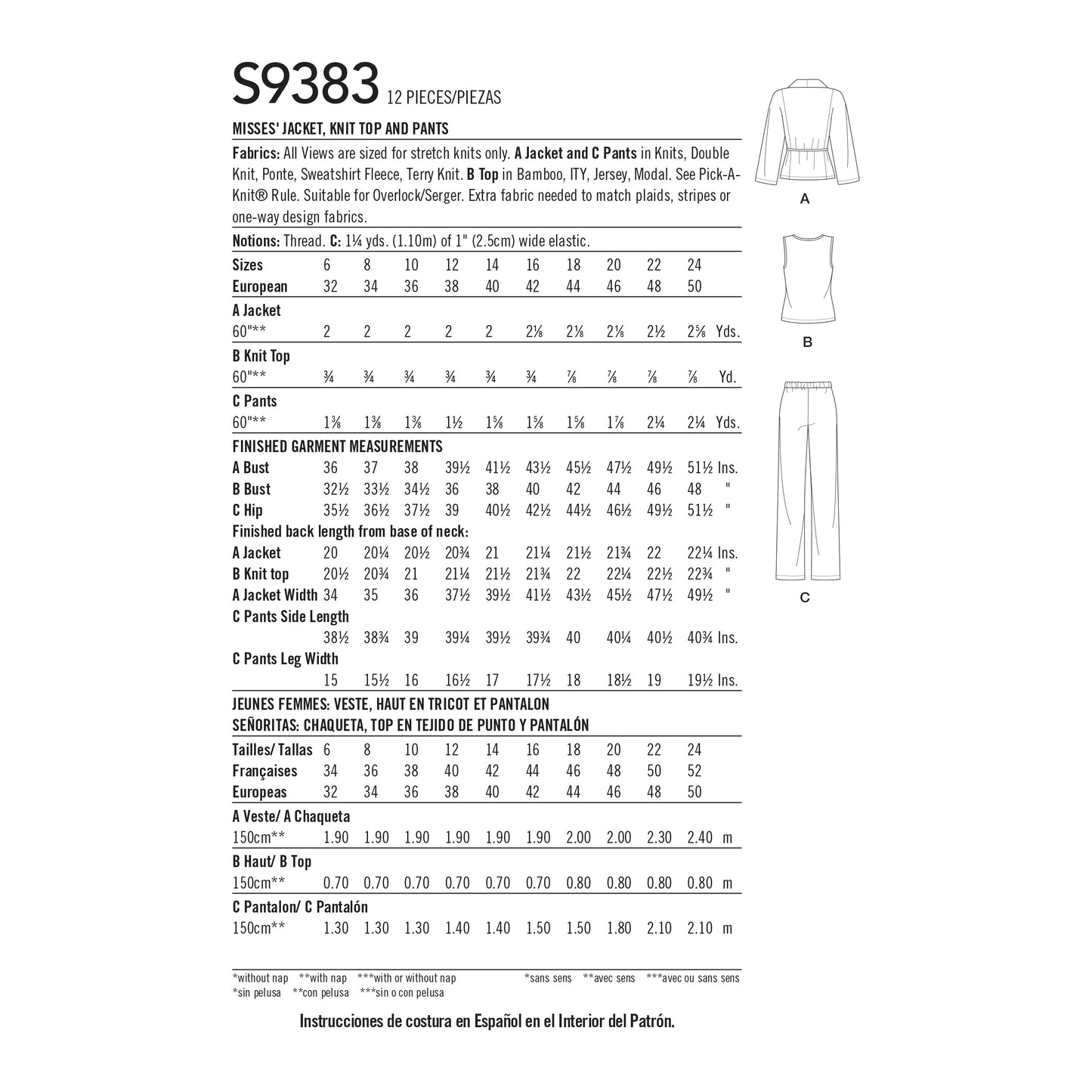 Symønster Simplicity 9383 - Topp Bukse Genser Coordinates - Dame - Casual | Bilde 6
