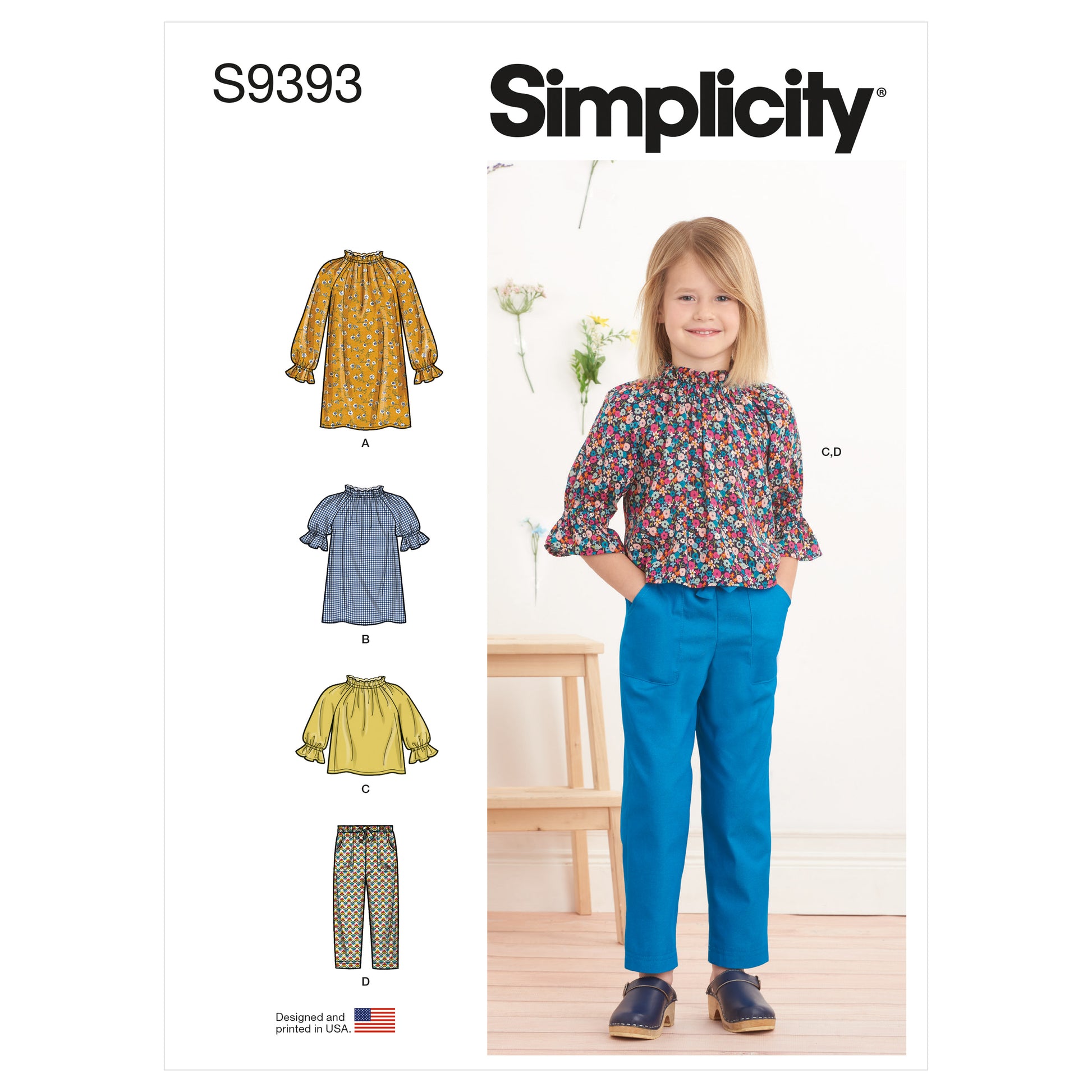 Symønster Simplicity 9393 - Kjole Bukse Bluse - Jente | Bilde 8